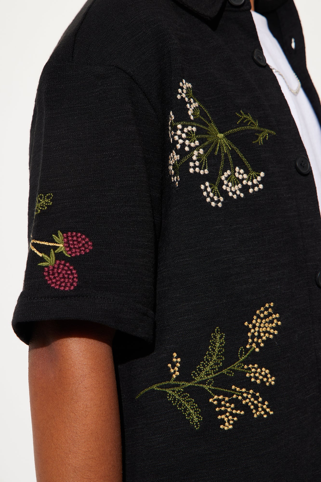 Mini Berries And Blooms Embroidered Shirt - Black - Image 3