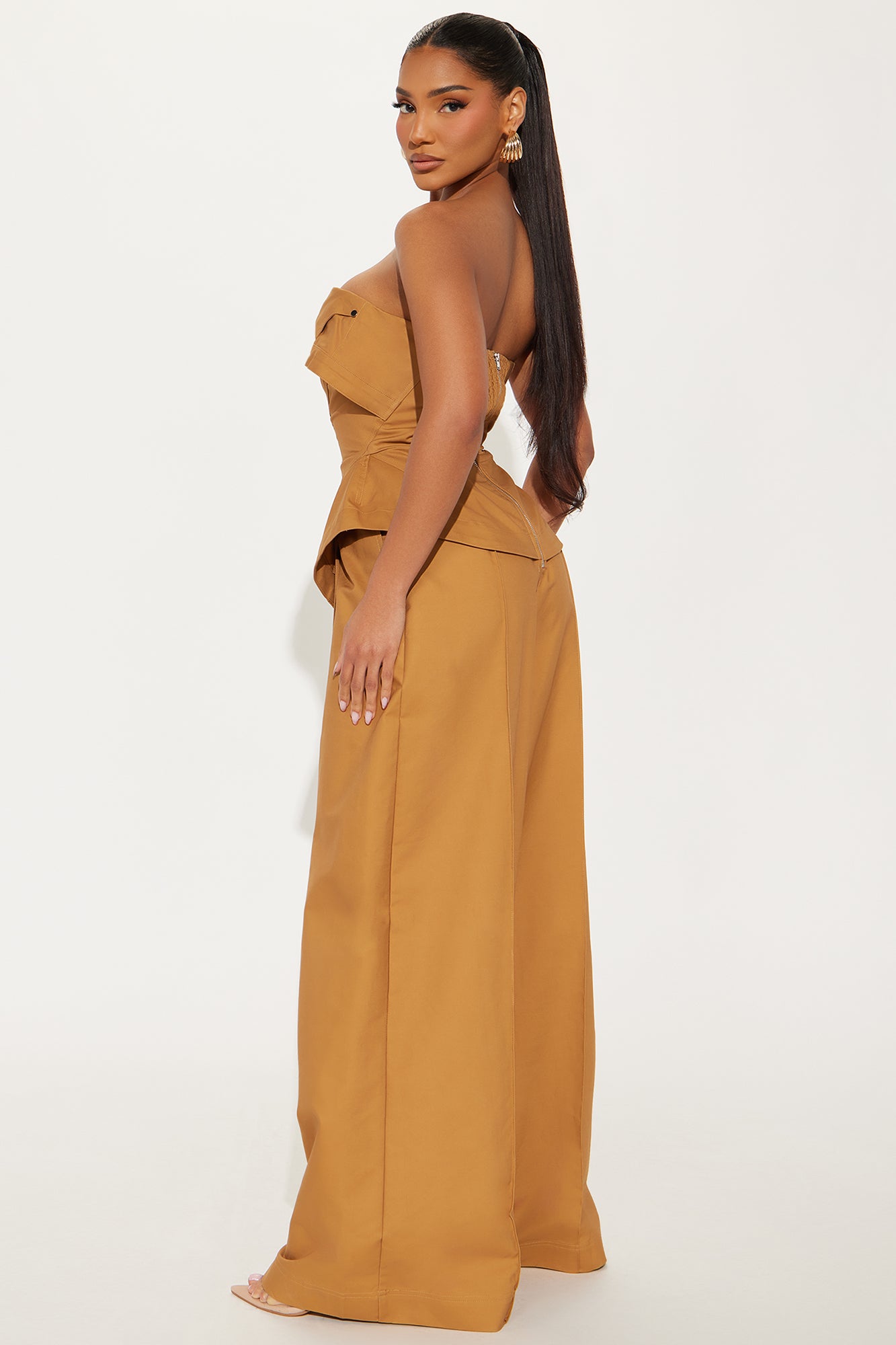 Hit Downtown Jumpsuit - Tan - Image 3