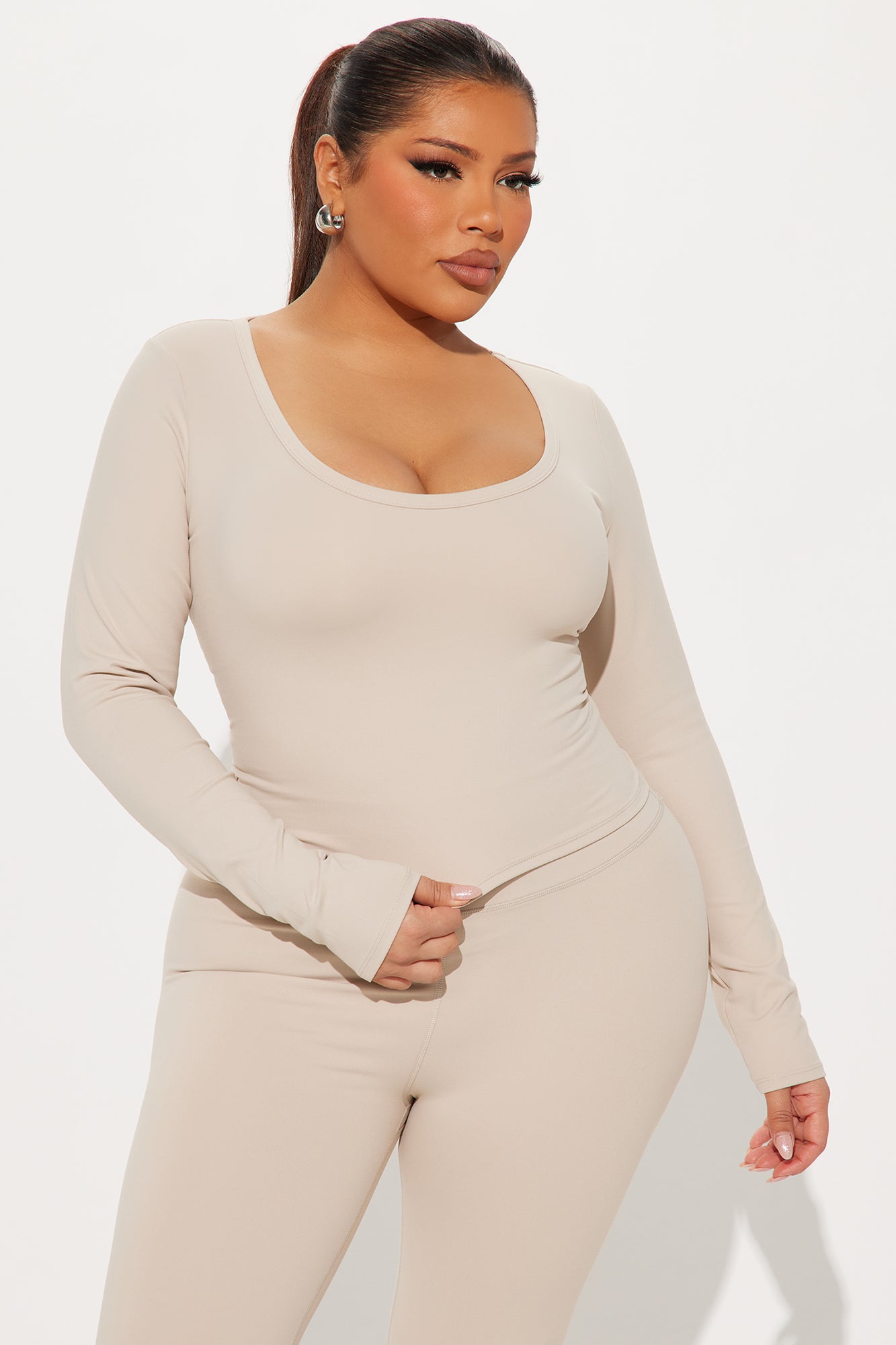 Sutra Style Super Soft Active Top - Light Taupe - Image 5