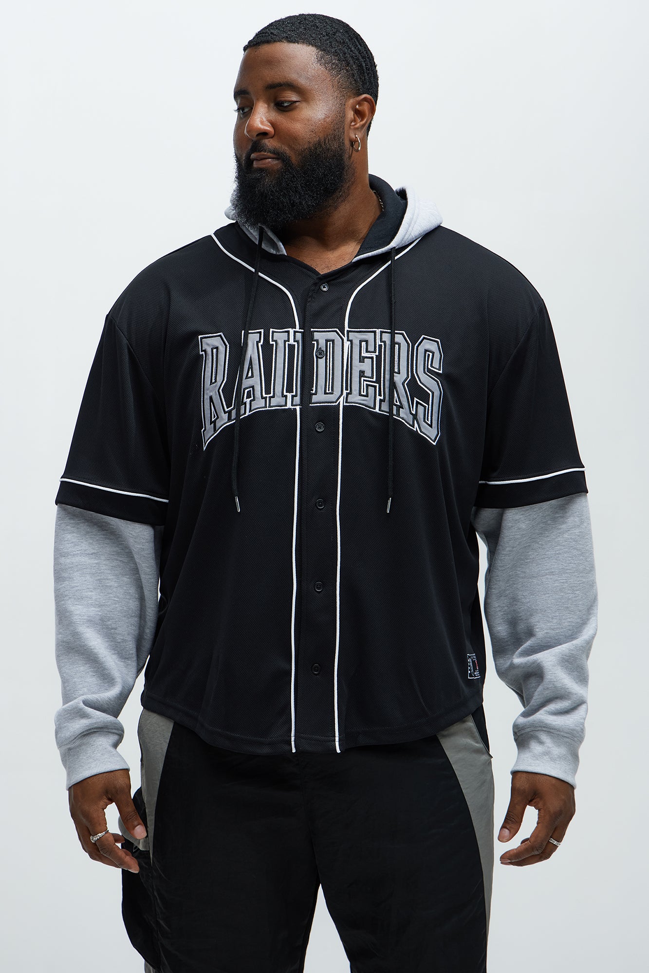 Raiders Clean Up Baseball Hoodie - Grey/Black - Image 5