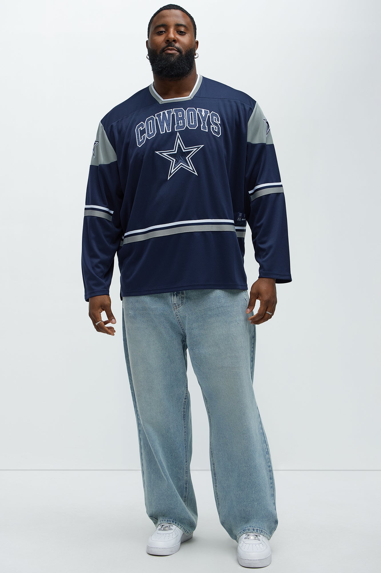 Cowboys Hat Trick Hockey Top - White/Blue - Image 7