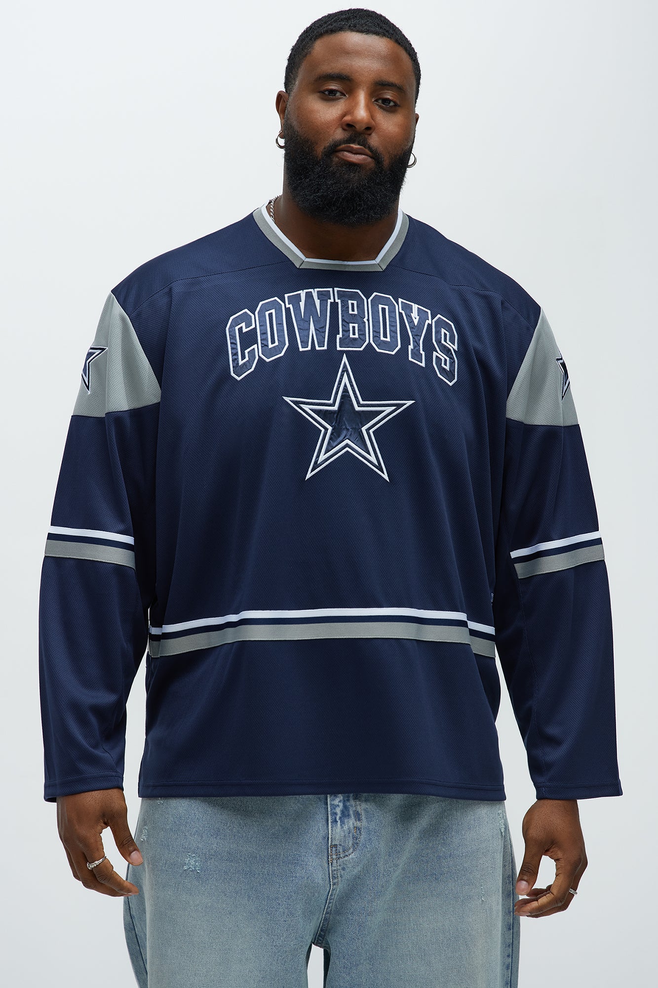 Cowboys Hat Trick Hockey Top - White/Blue - Image 6