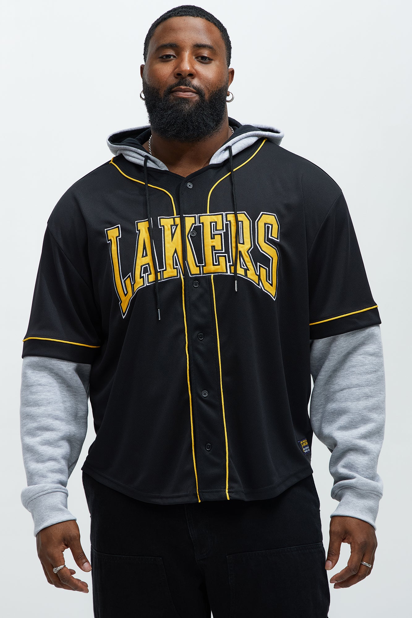 Lakers Clean Up Button Hoodie - Black - Image 6