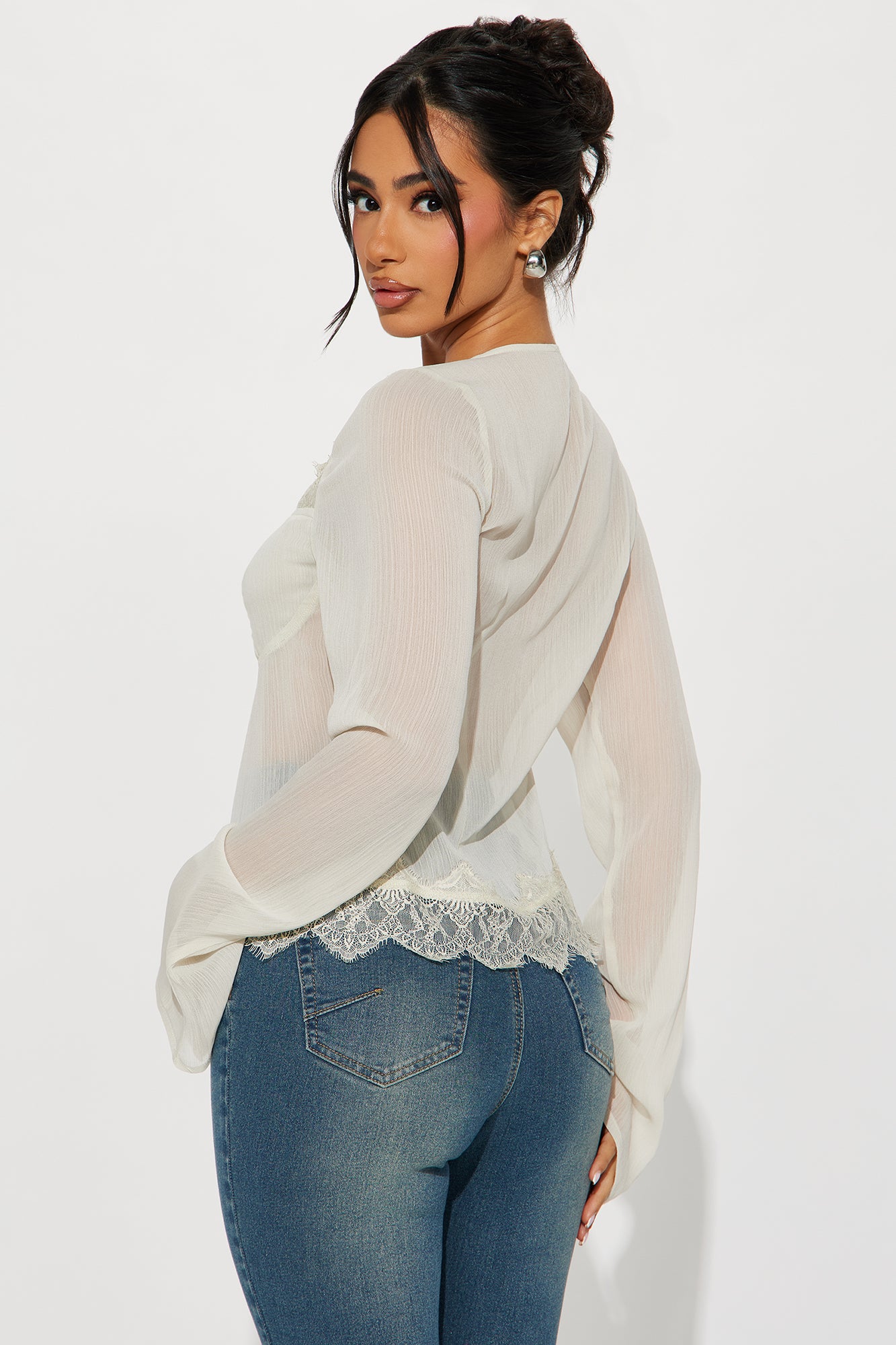 Oh So Flirty Tie Front Top - Ivory - Image 4