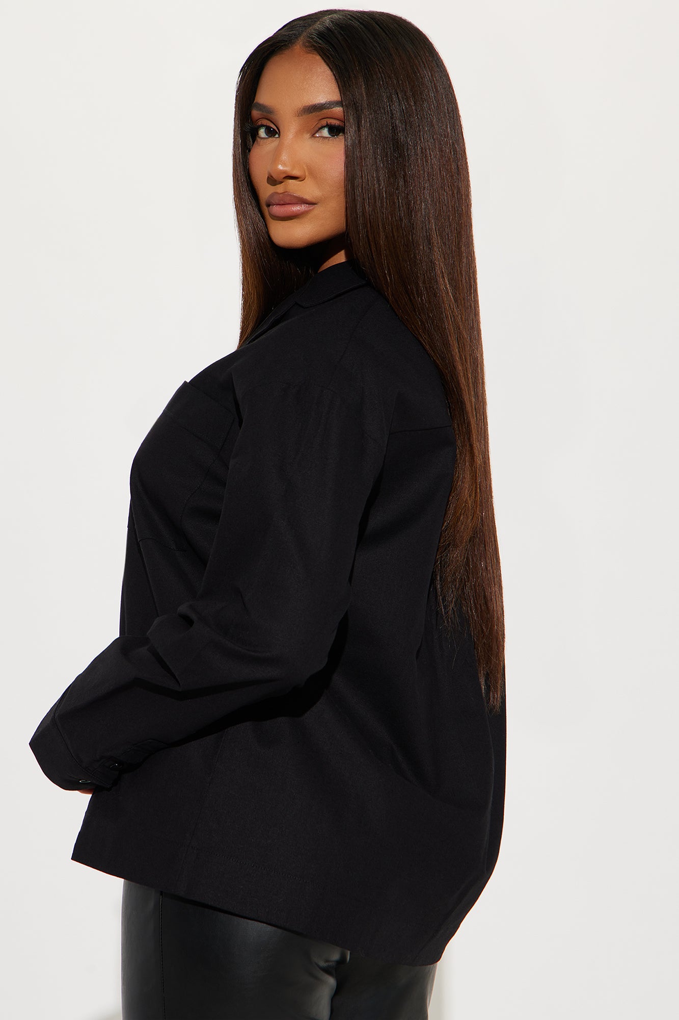 Michelle Tie Front Linen Top - Black - Image 3