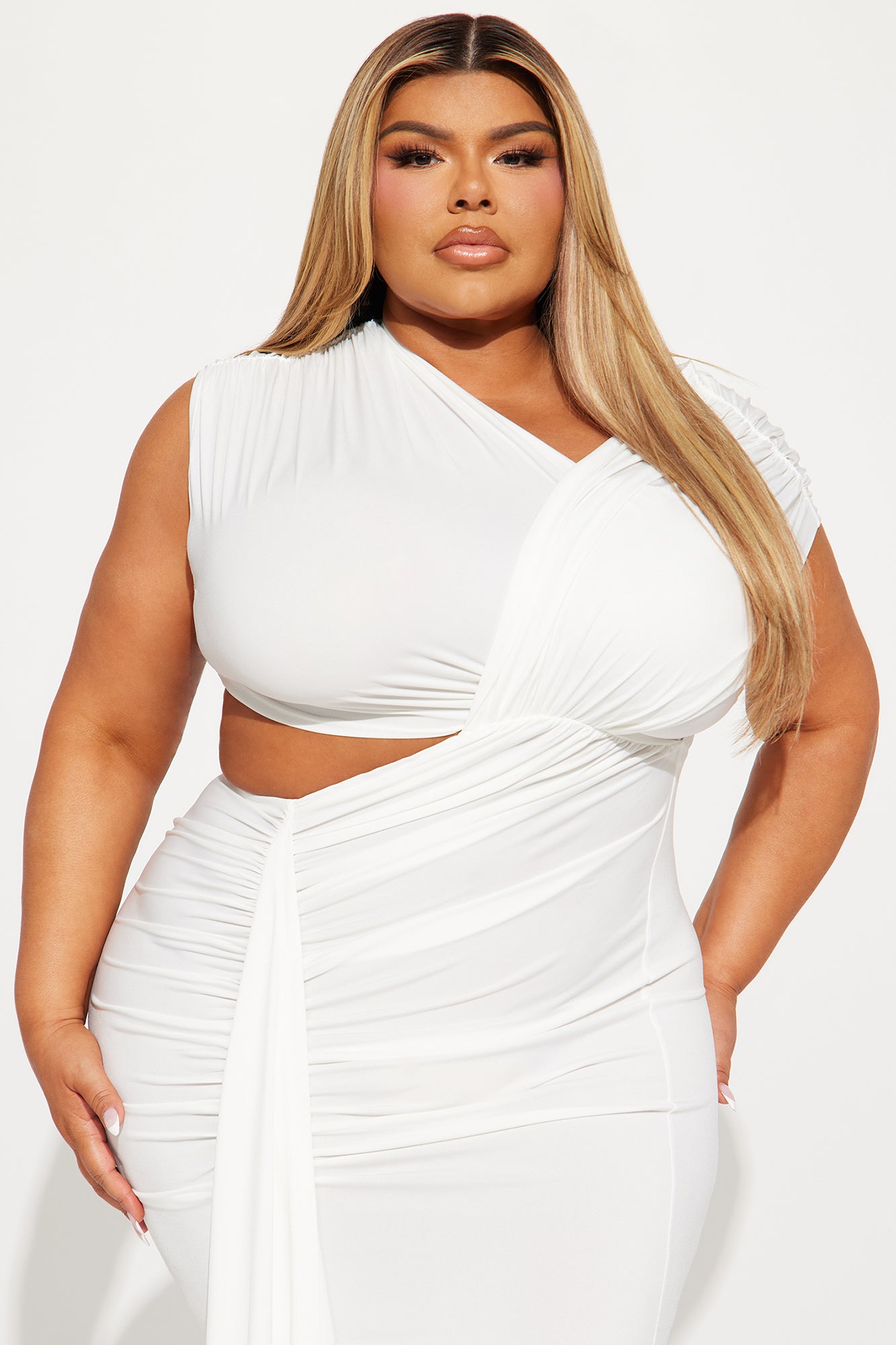 Aria Cut Out Maxi Dress - White - Image 8