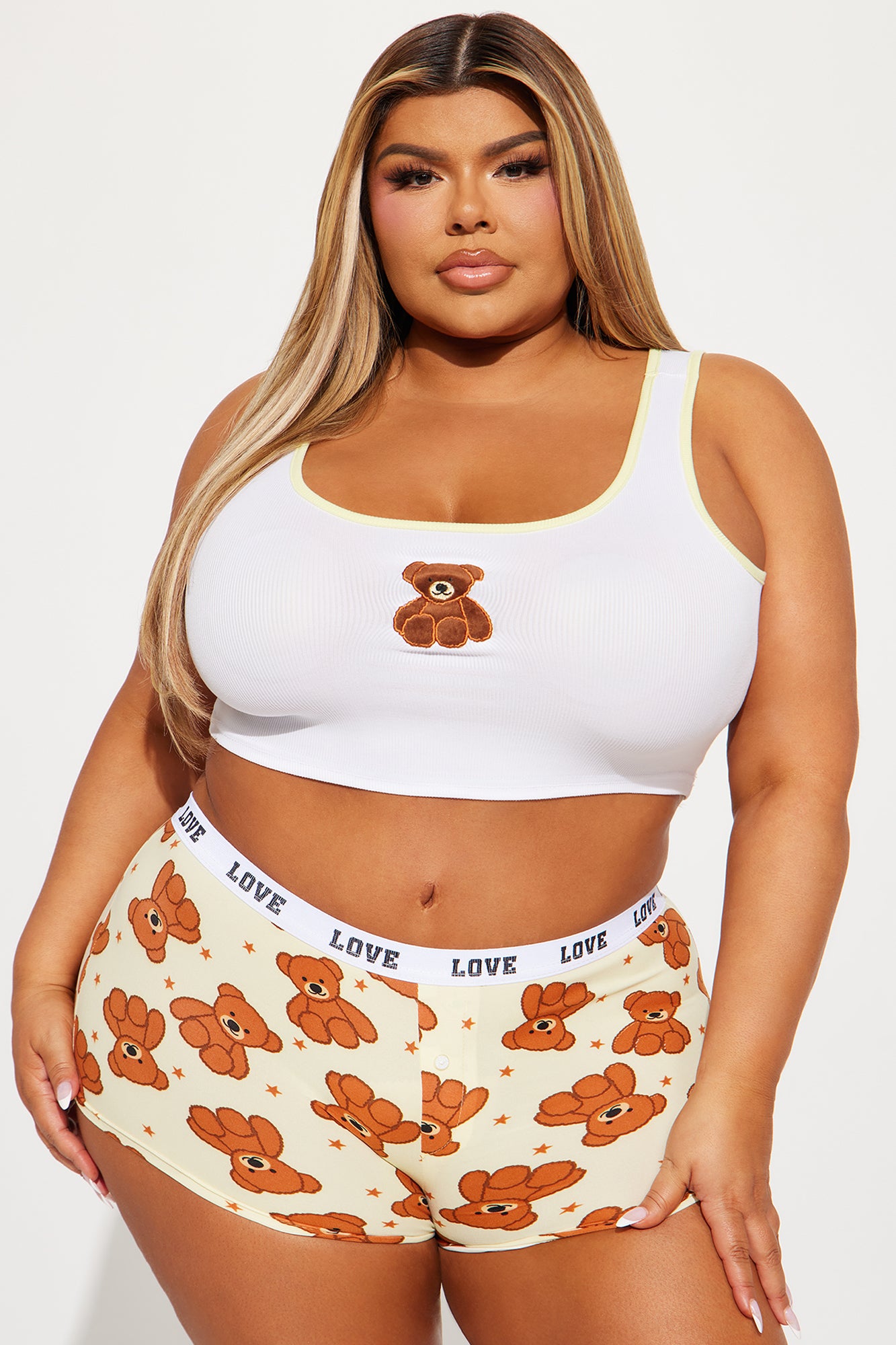 Cozy Babe PJ Boyshort Set - Yellow/combo - Image 4
