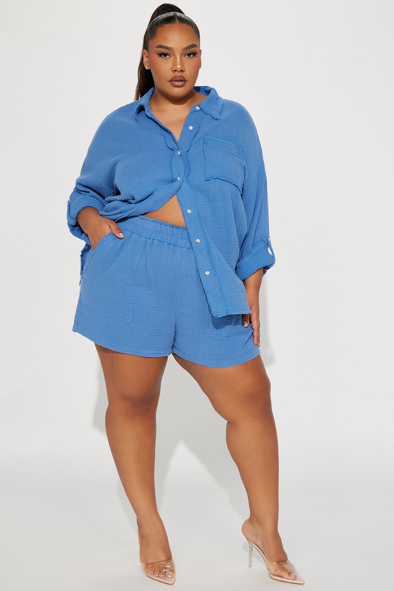 Unforgettable Washed Short Set - Royal - Image 5