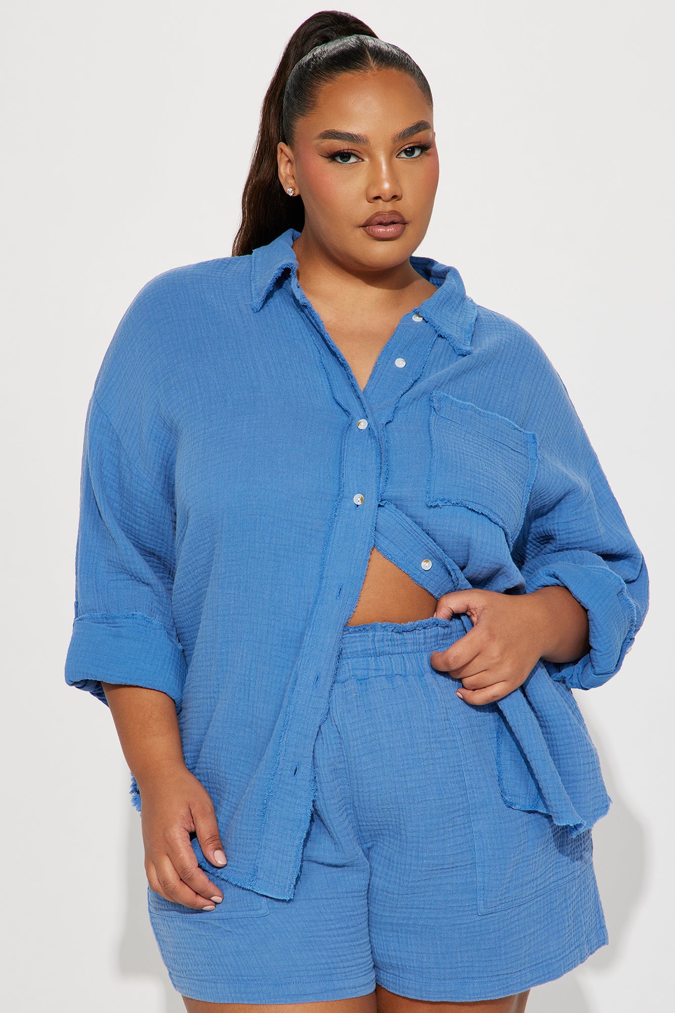 Unforgettable Washed Short Set - Royal - Image 6