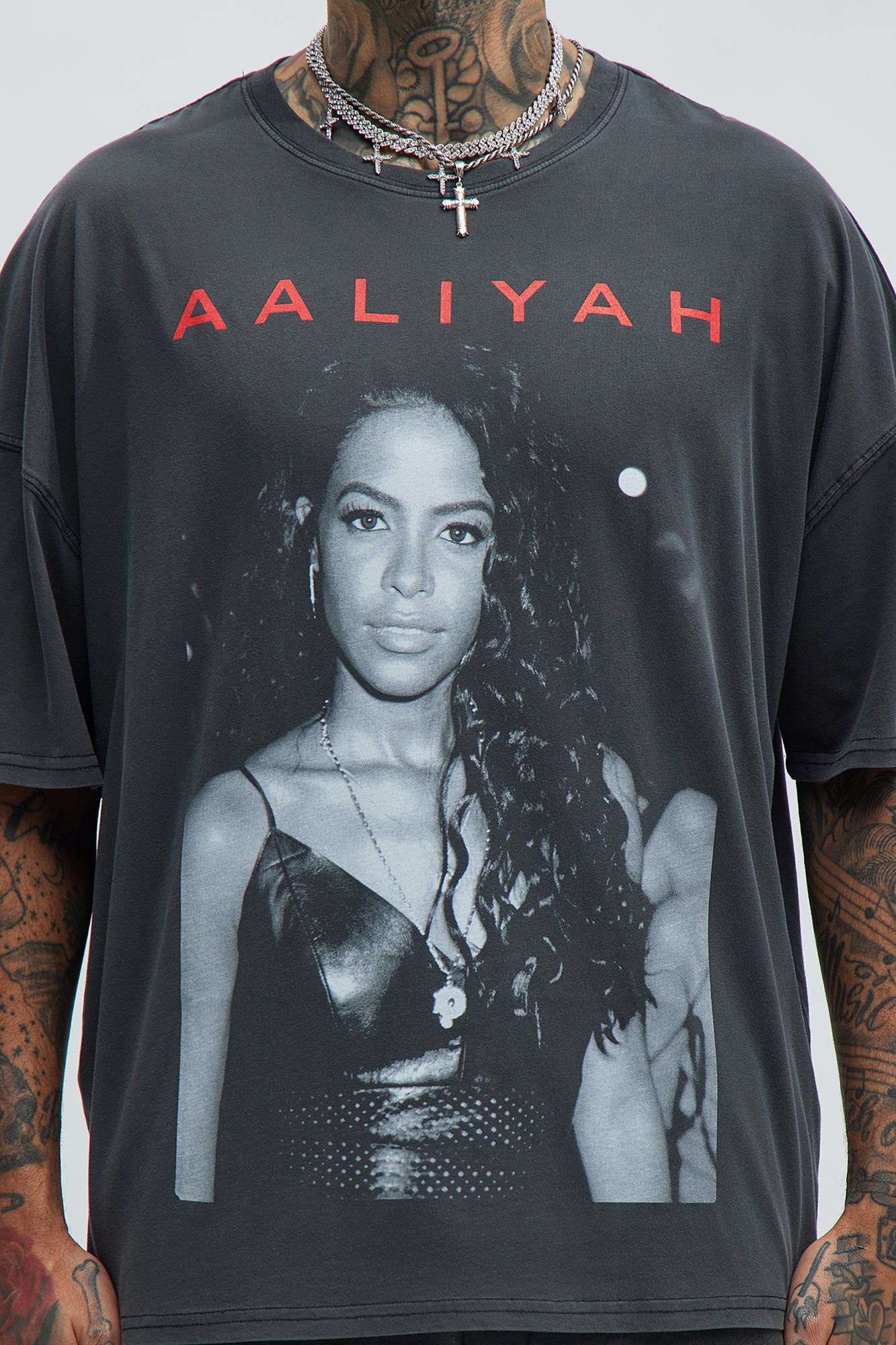 Aaliyah Oversized Short Sleeve Tee - Black - Image 3