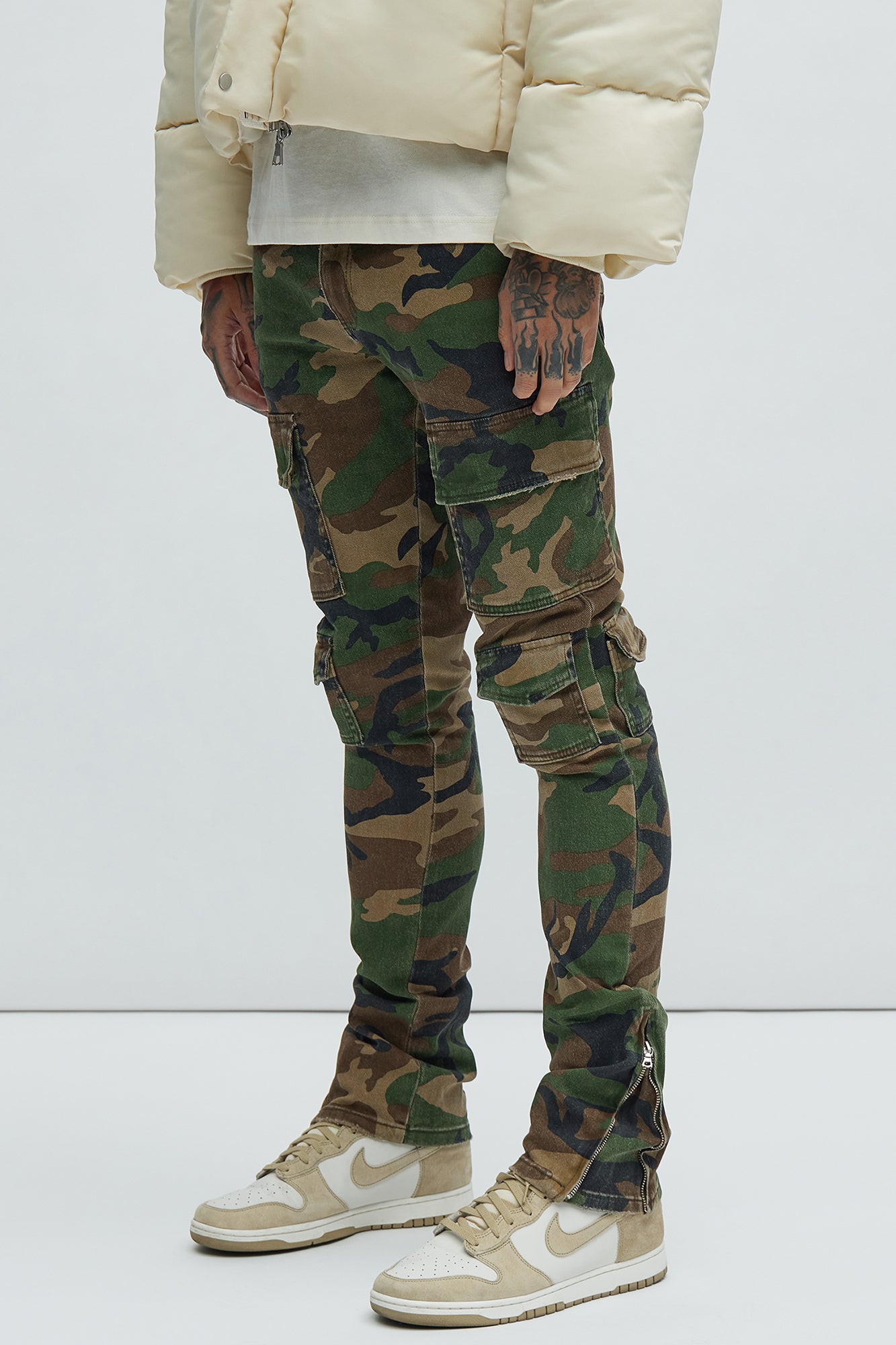 Convertible Stacked Skinny Flare Jeans - Camouflage - Image 3