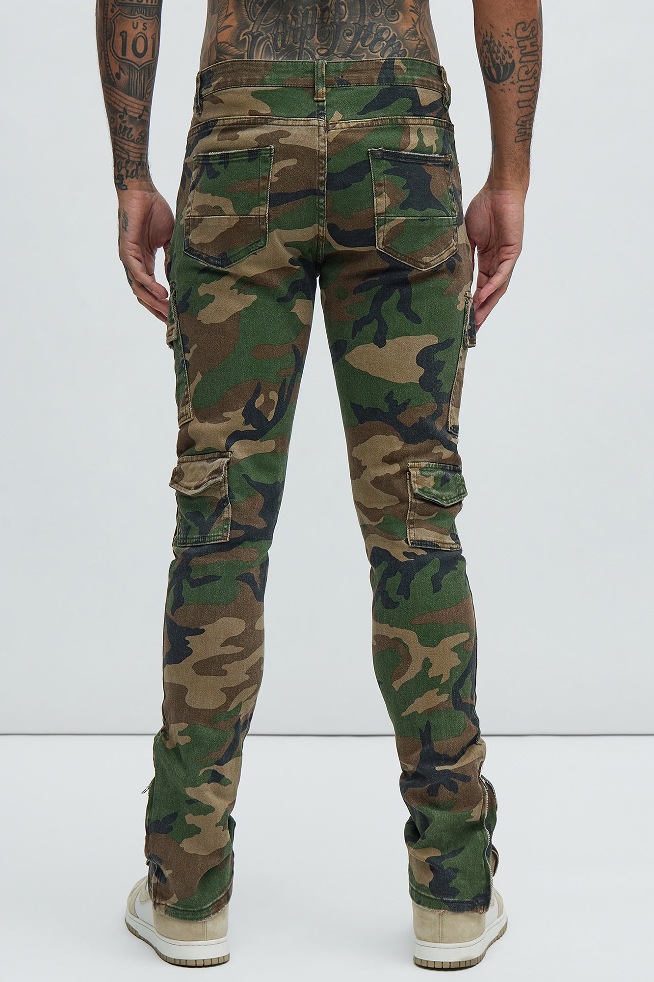 Convertible Stacked Skinny Flare Jeans - Camouflage - Image 5