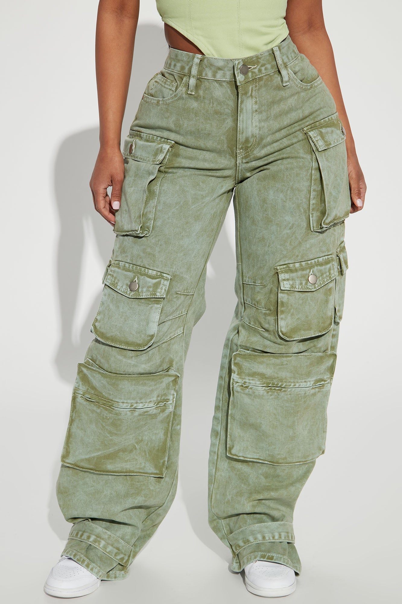 Billie Low Slung Cargo Jeans - Green - Image 4