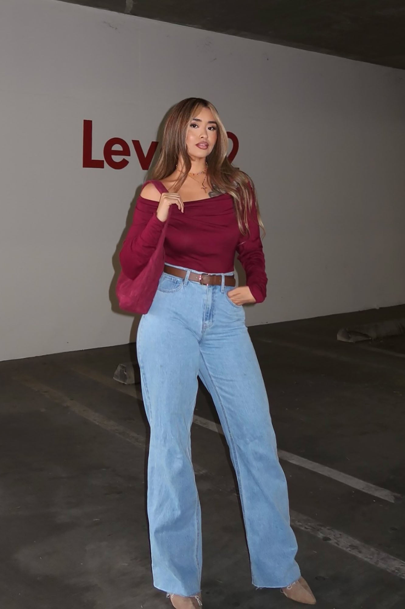 Raylene Cowl Neck Top - Burgundy - Image 4
