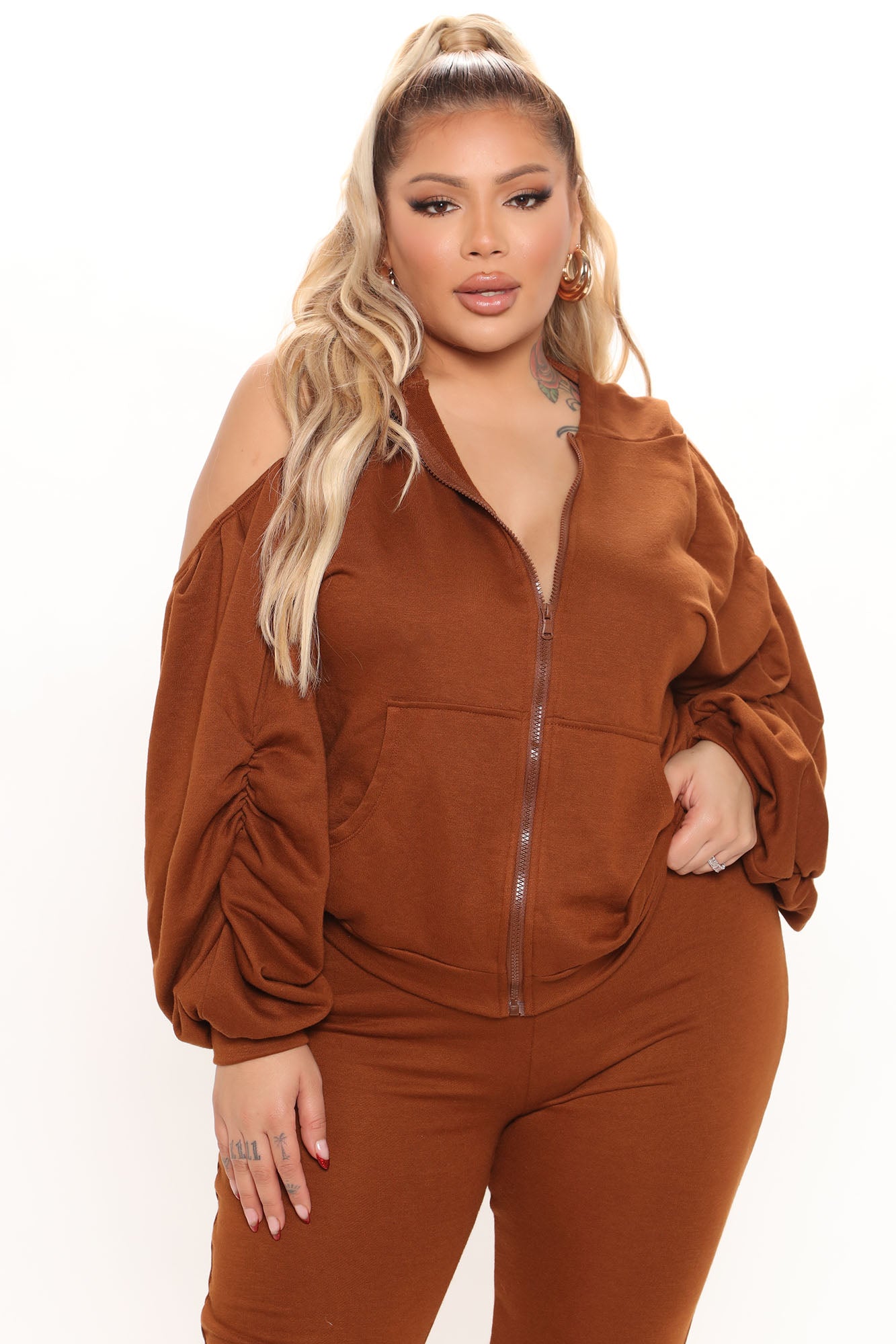 Good For You Ruched Pant Set - Brown - Image 7