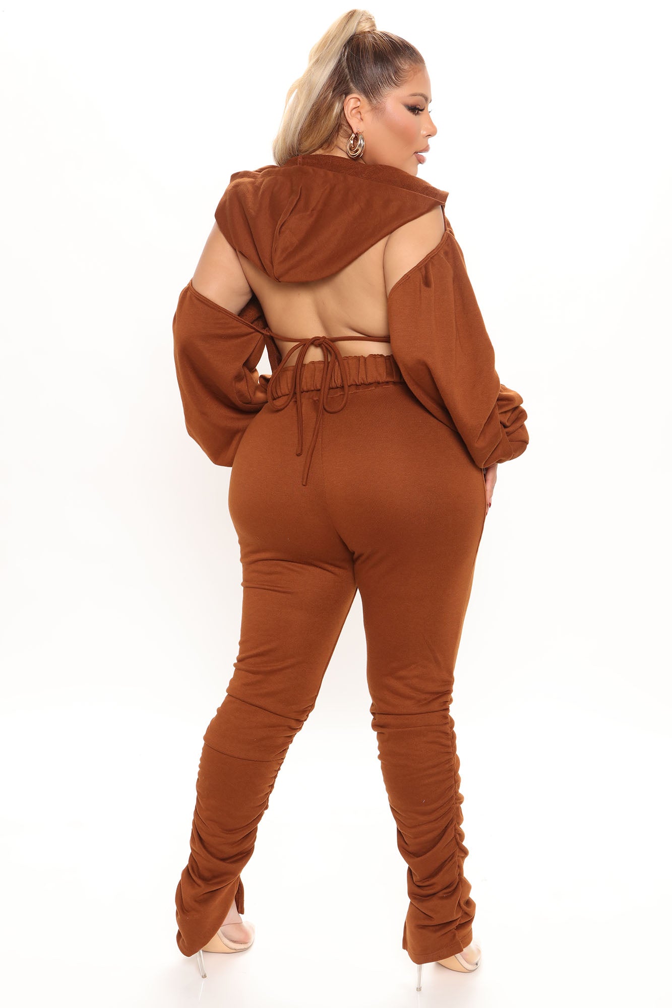 Good For You Ruched Pant Set - Brown - Image 8