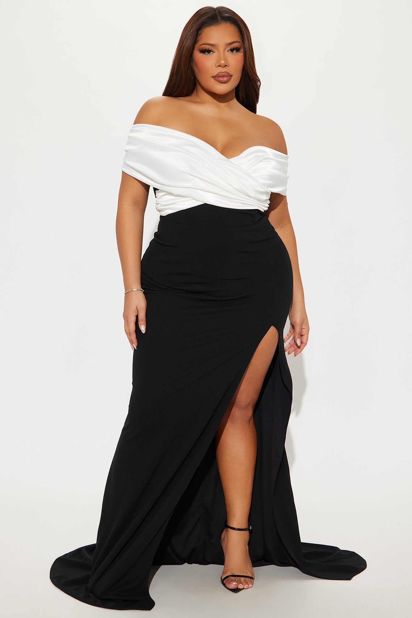 Am I The Drama Draped Maxi Dress - Black/White - Image 4