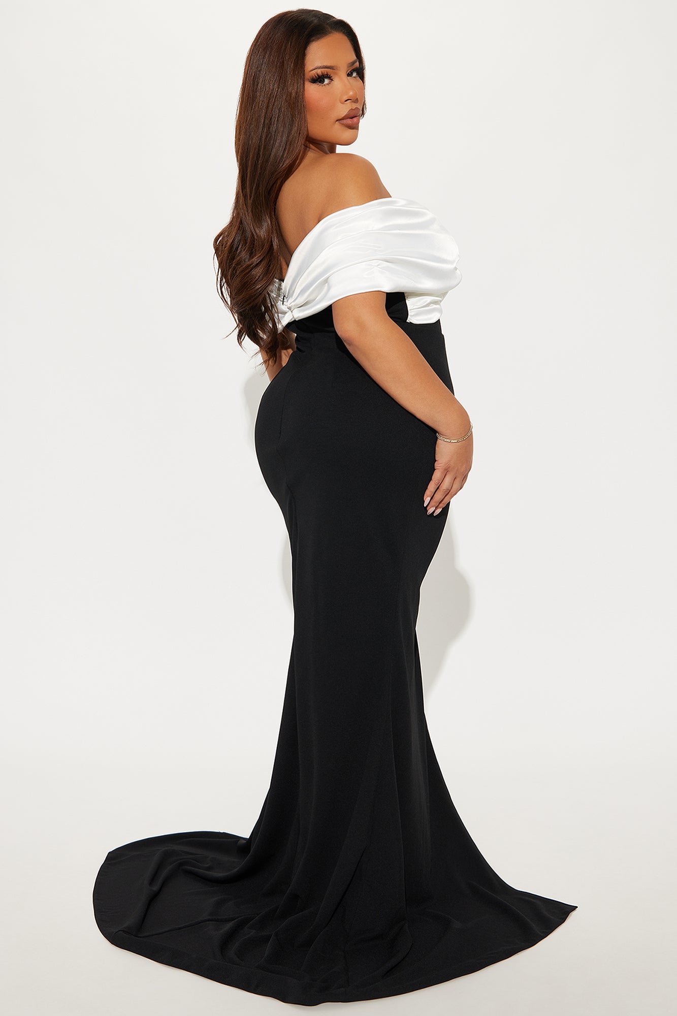 Am I The Drama Draped Maxi Dress - Black/White - Image 6