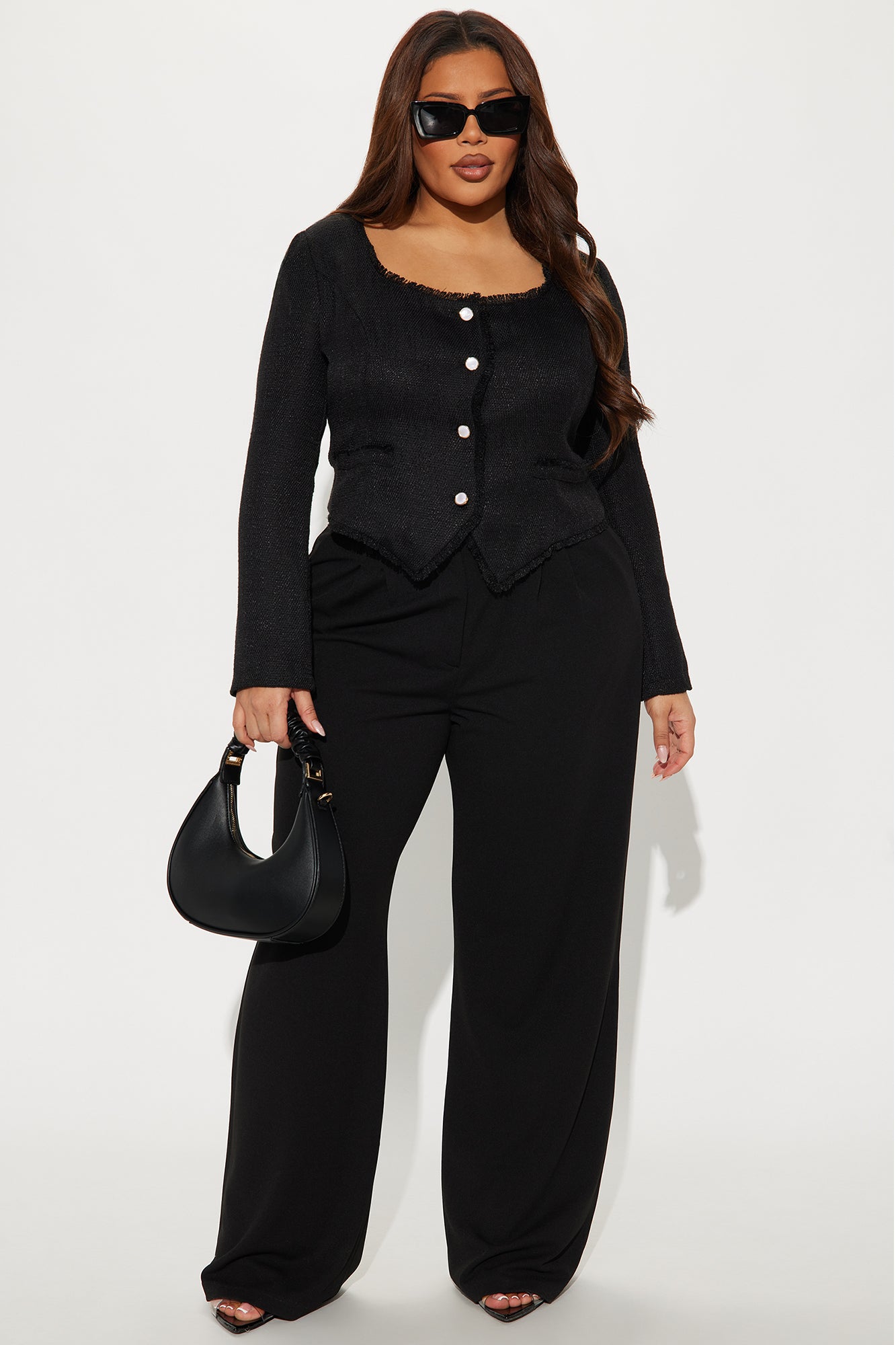 All About Elegance Tweed Top - Black - Image 6