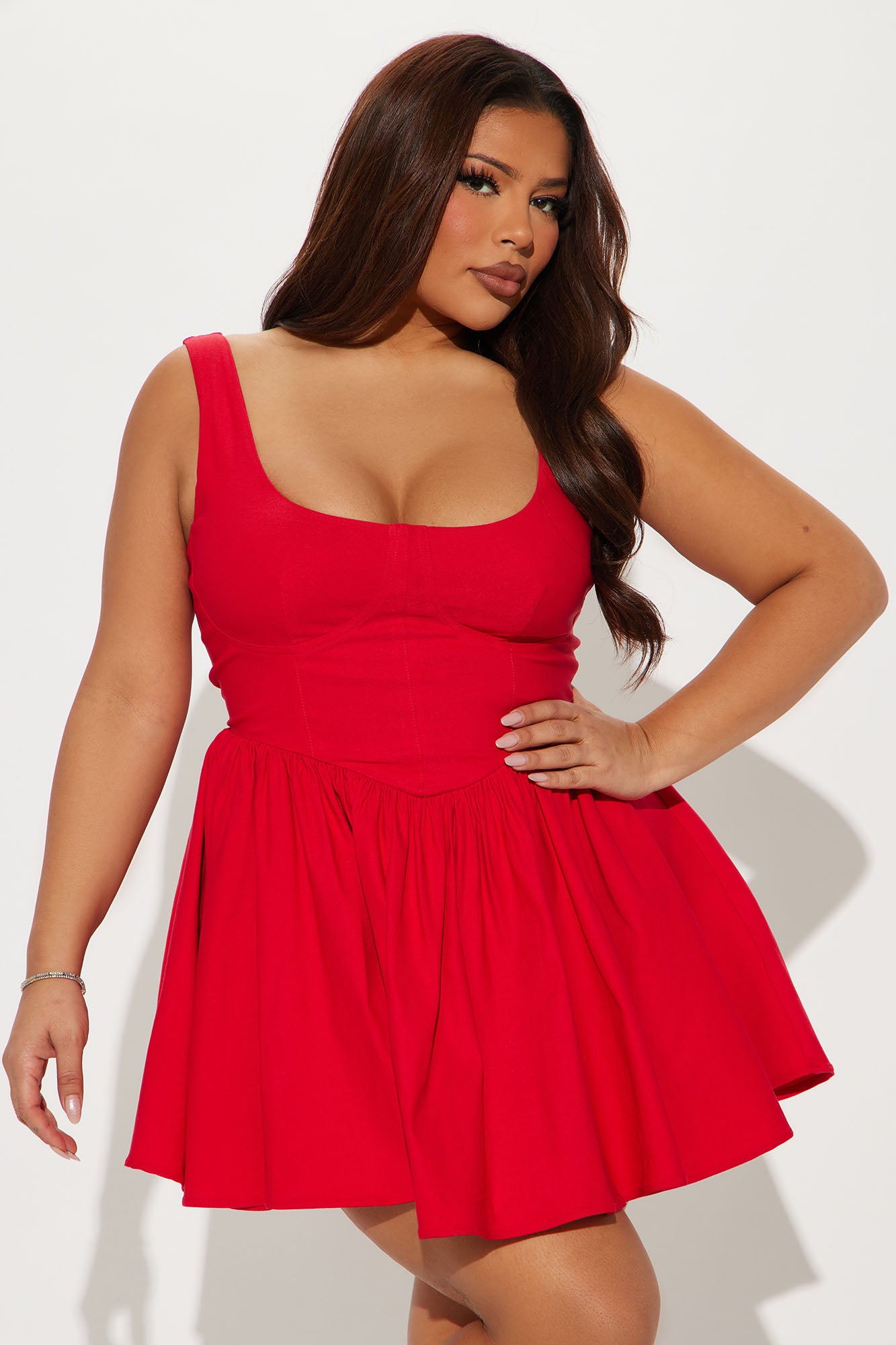 Valentine Twill Mini Dress - Red - Image 6