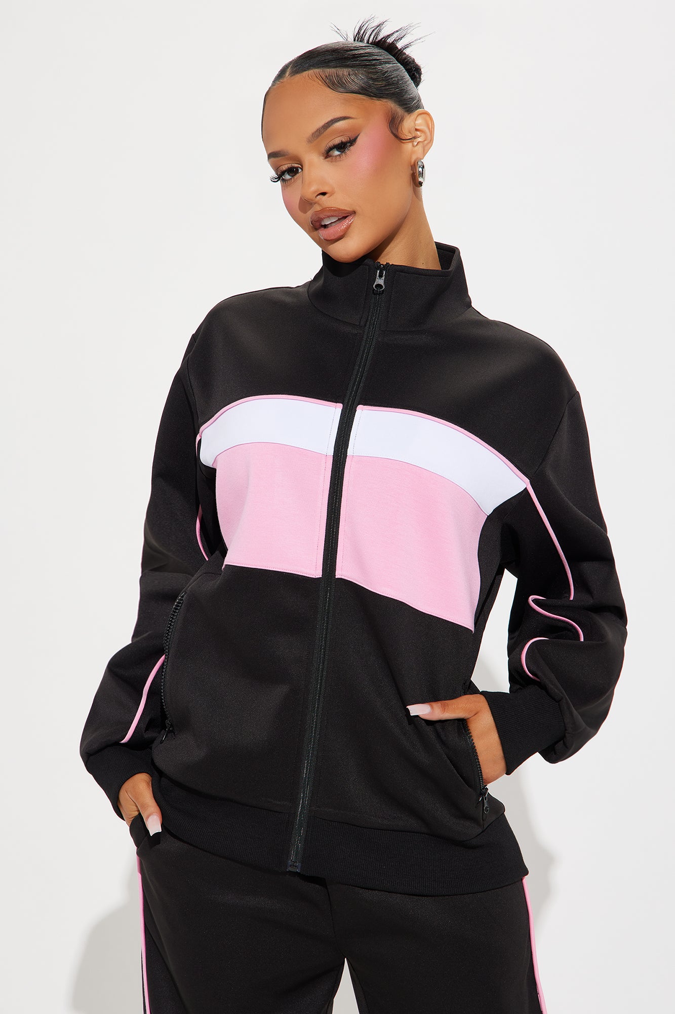 Ballin' Tracksuit Pant Set - Black/Pink - Image 3