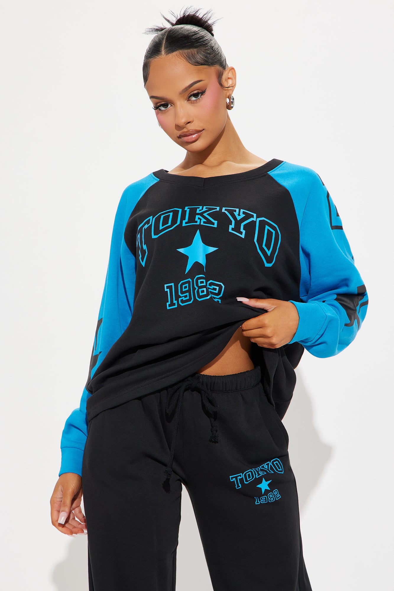 Tokyo Jersey Sweatsuit Set - Black/Blue - Image 3