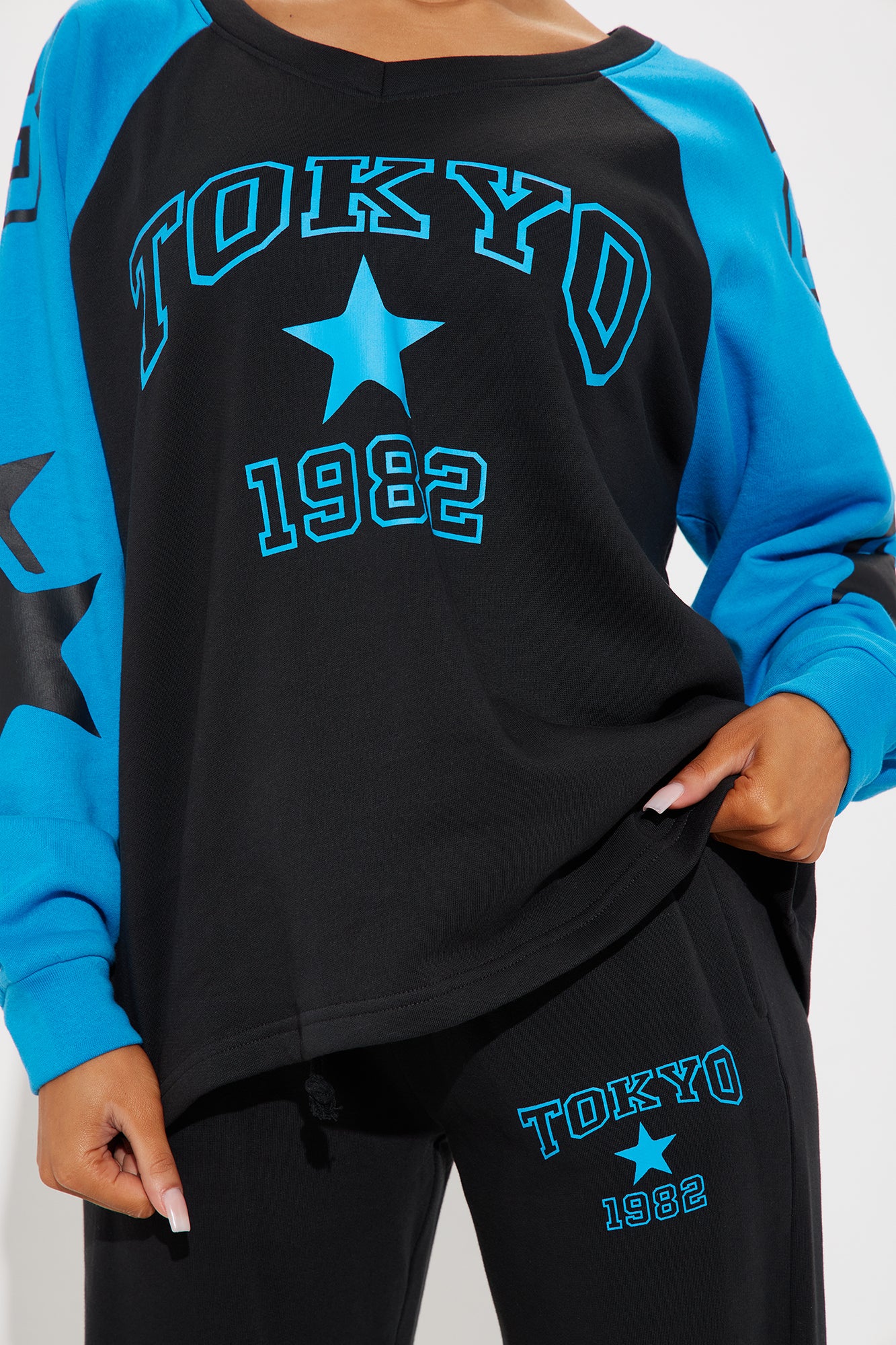 Tokyo Jersey Sweatsuit Set - Black/Blue - Image 4