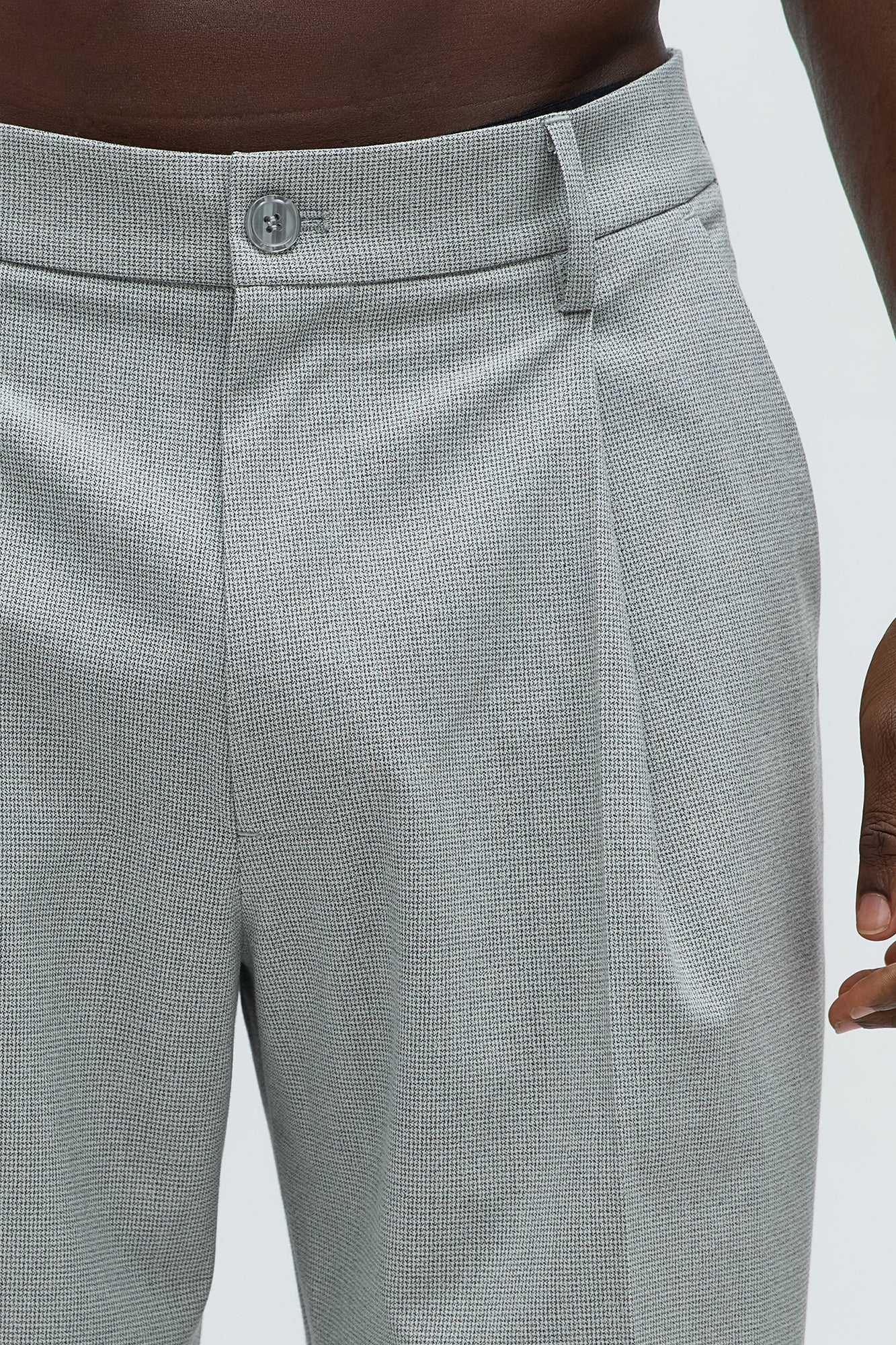 Wallace Houndstooth Texture Relaxed Tapered Trousers - Grey - Image 3