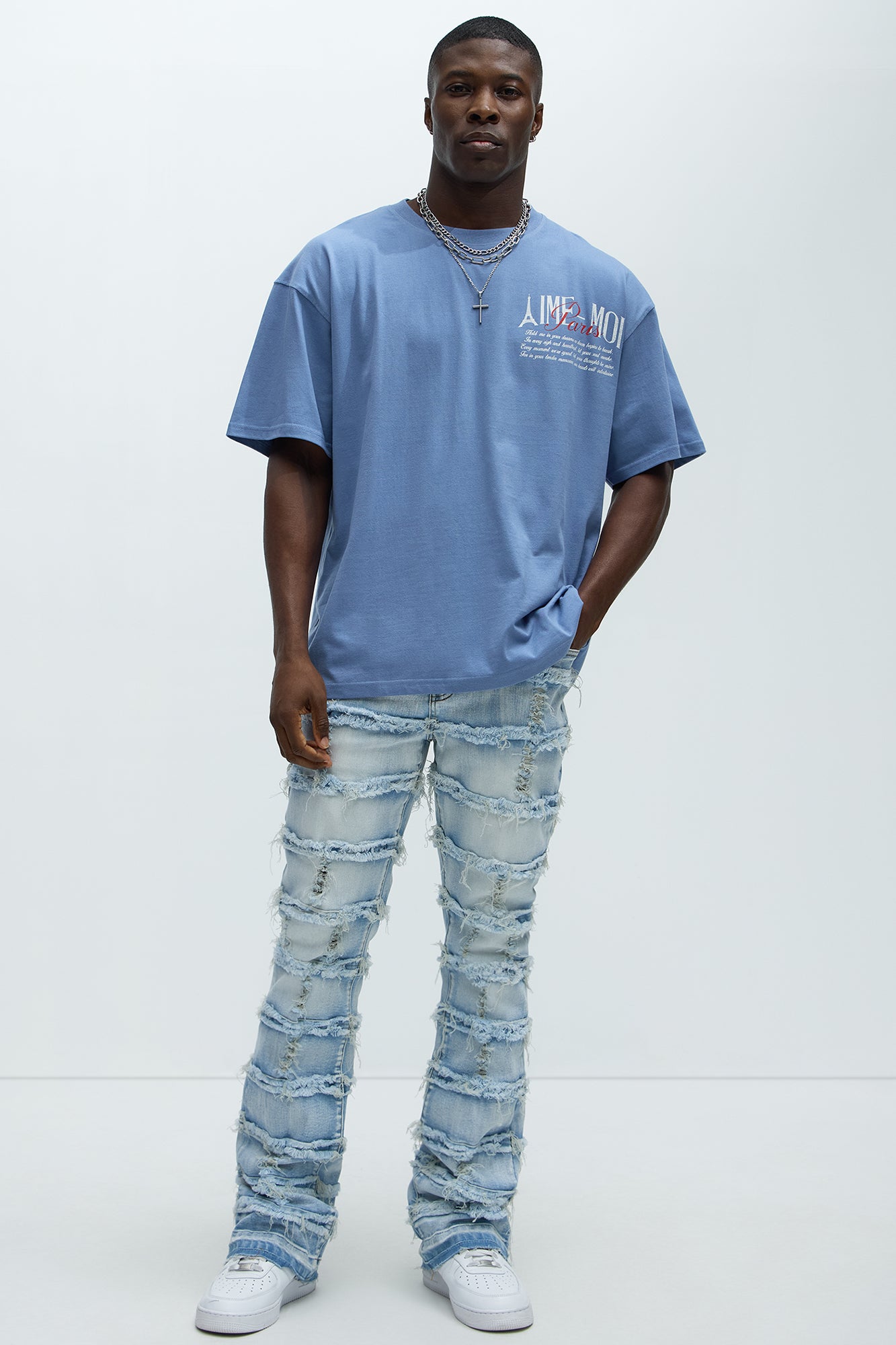 Aime Forever Oversized Short Sleeve Tee - Slate Blue - Image 4