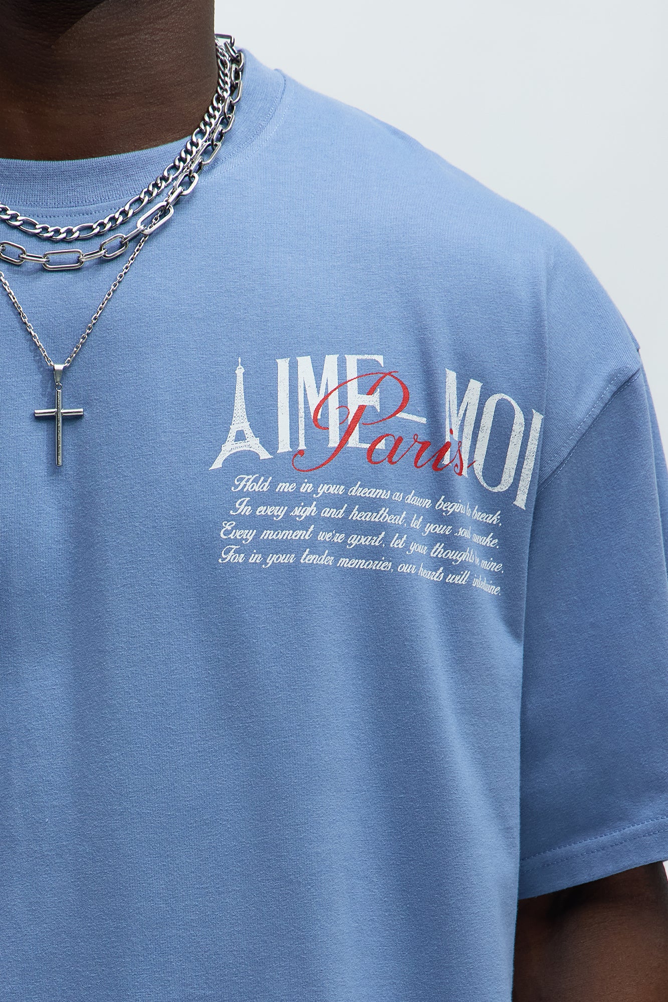Aime Forever Oversized Short Sleeve Tee - Slate Blue - Image 3