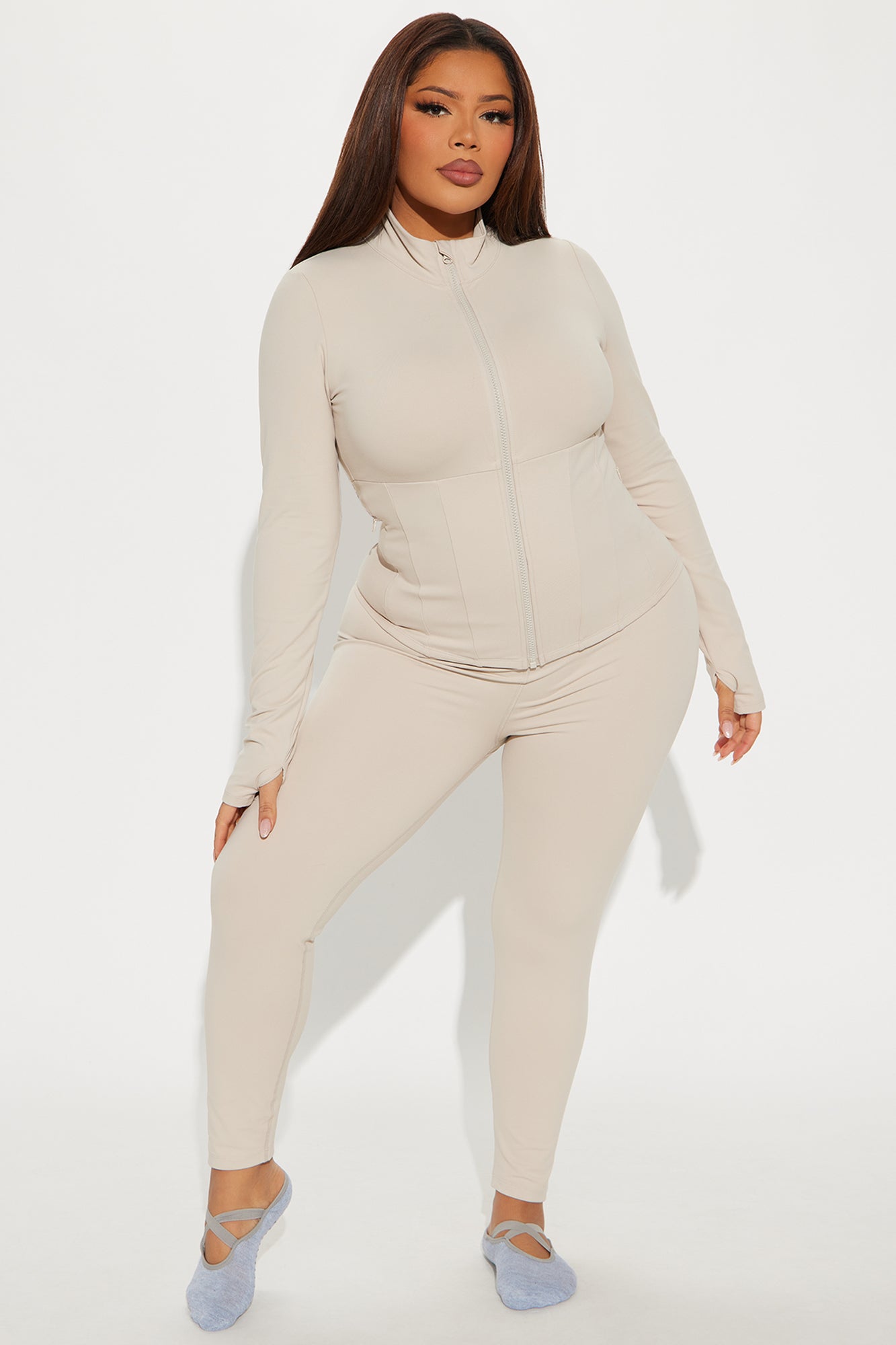 Flex Appeal 7/8 Super Soft Active Legging - Light Taupe - Image 5