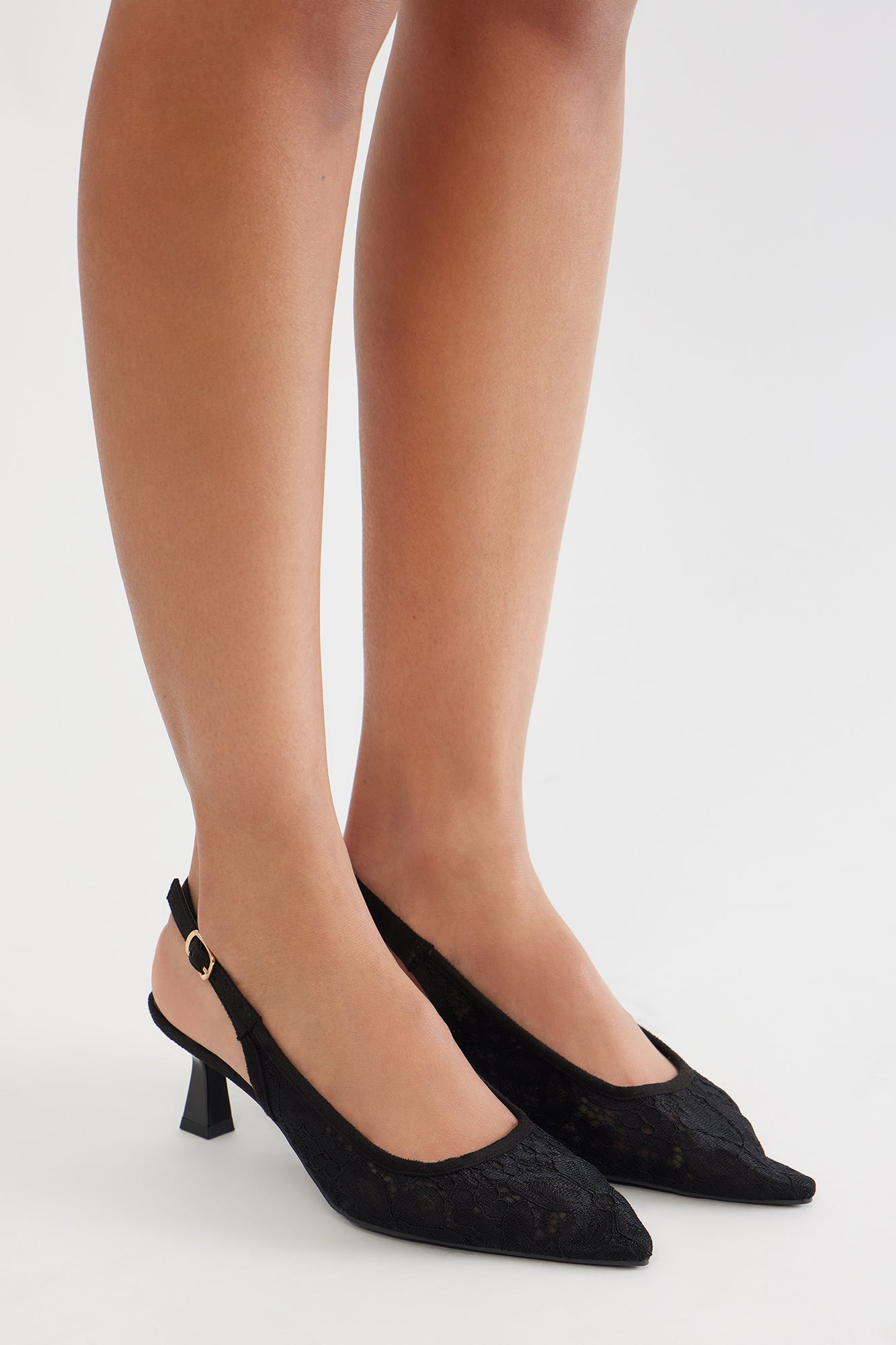 Arica Lace Slingback Pumps - Black - Image 5