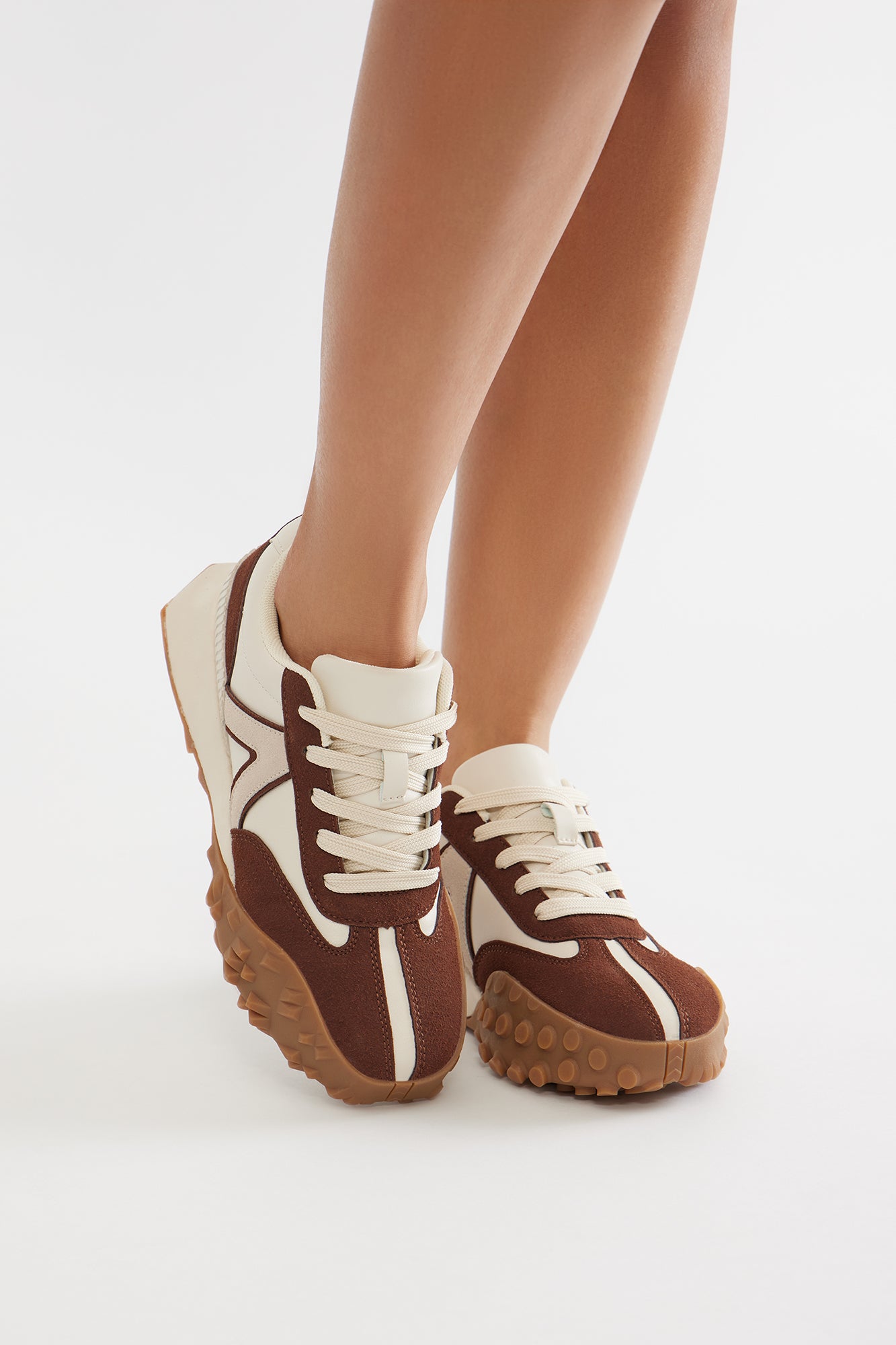 Riggs Lace Up Sneakers - Beige/Brown - Image 6