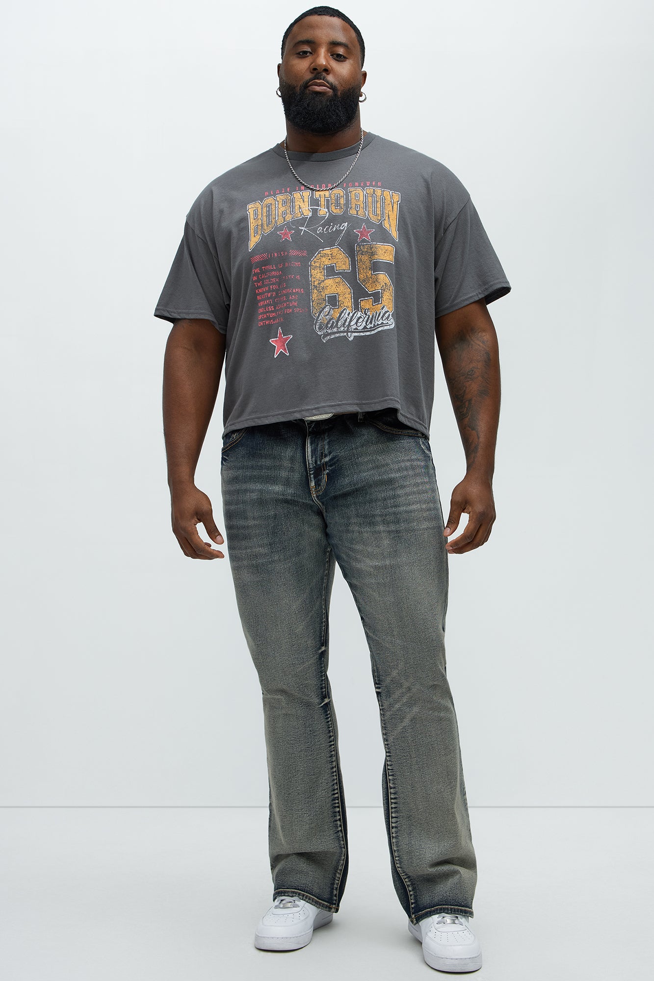 Born To Run Short Sleeve Cropped Tee - Charcoal - Image 6