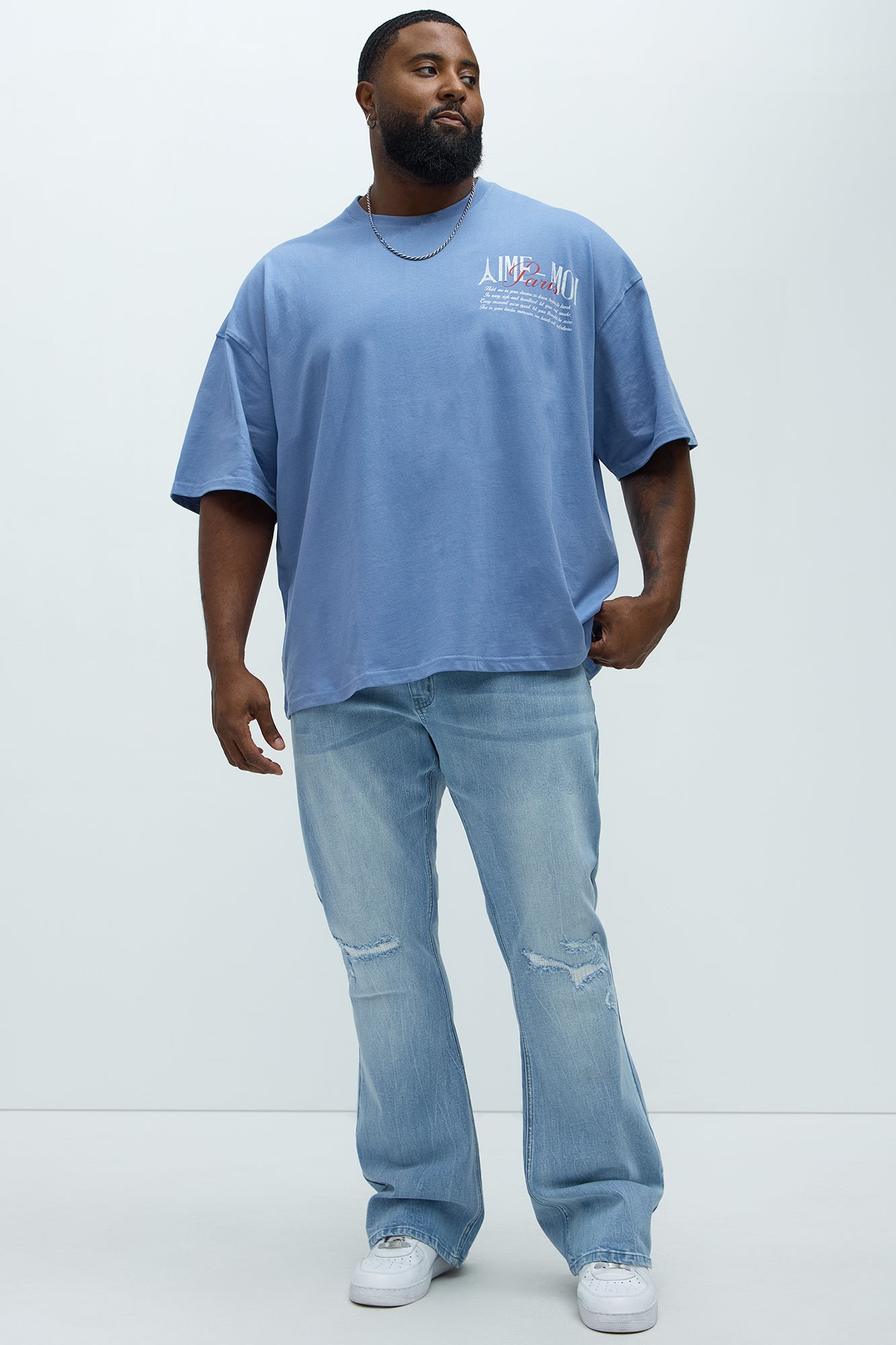 Aime Forever Oversized Short Sleeve Tee - Slate Blue - Image 8