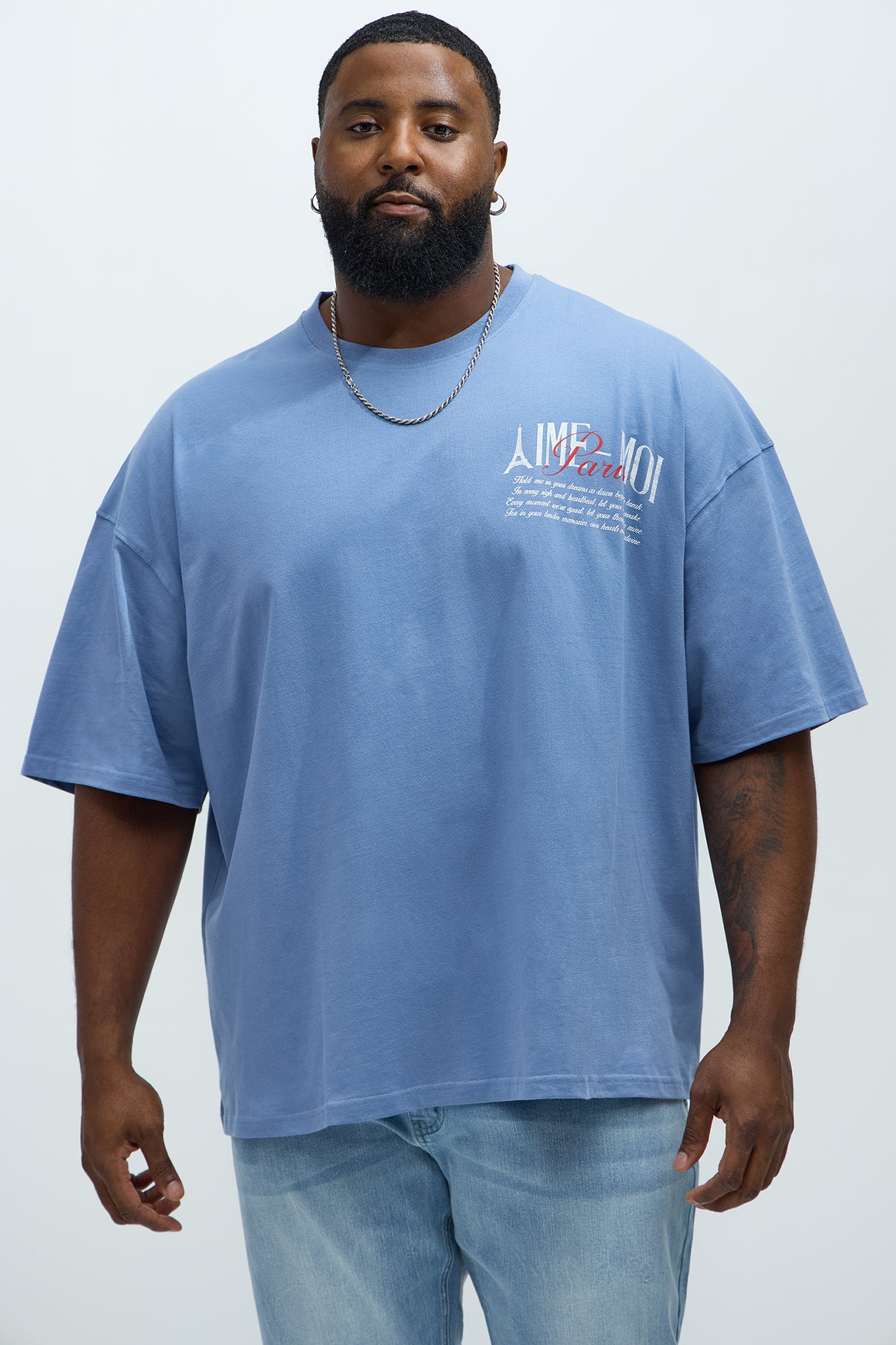 Aime Forever Oversized Short Sleeve Tee - Slate Blue - Image 6