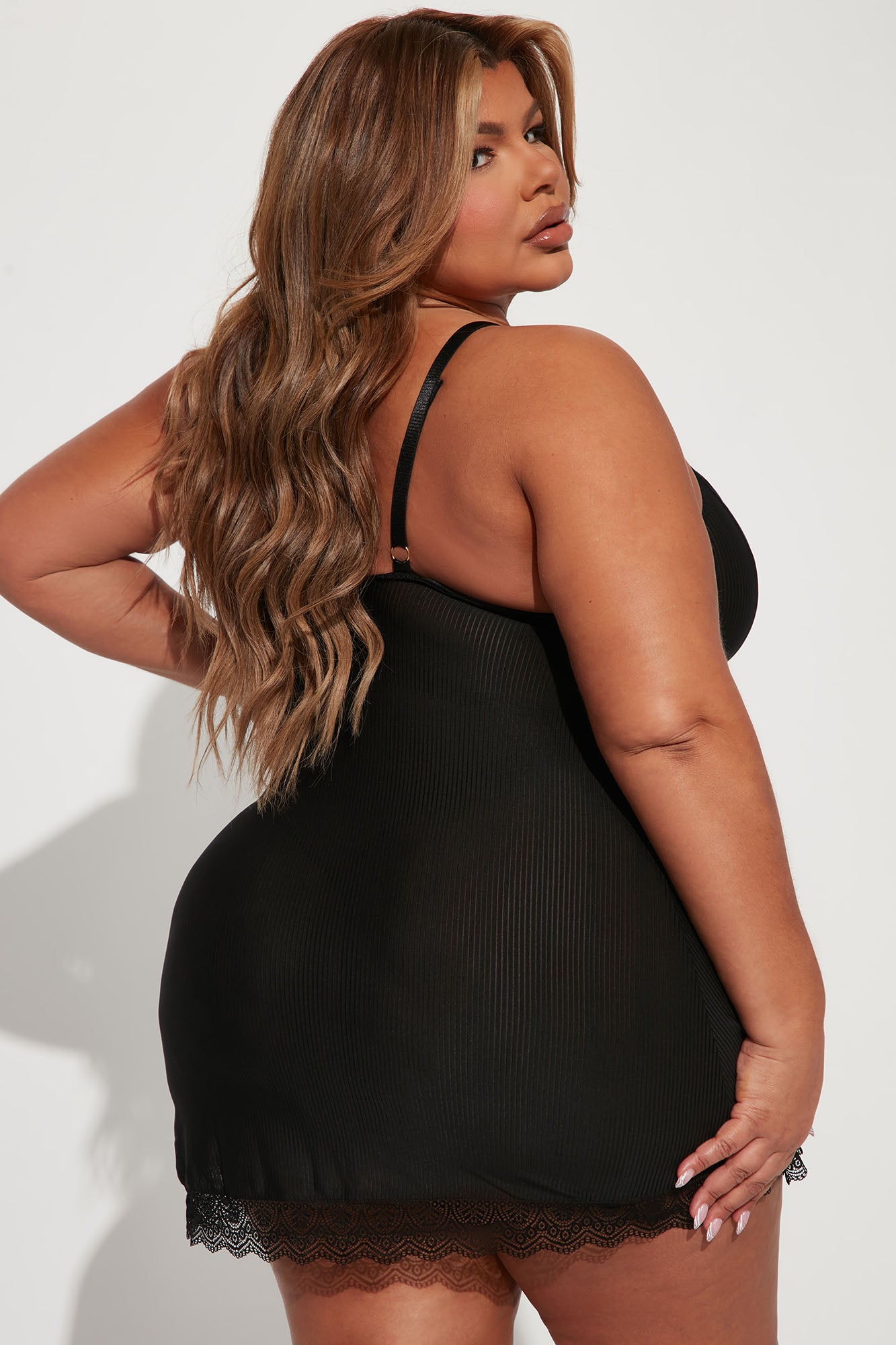 Never Ever Ribbed Babydoll - Black - Image 7