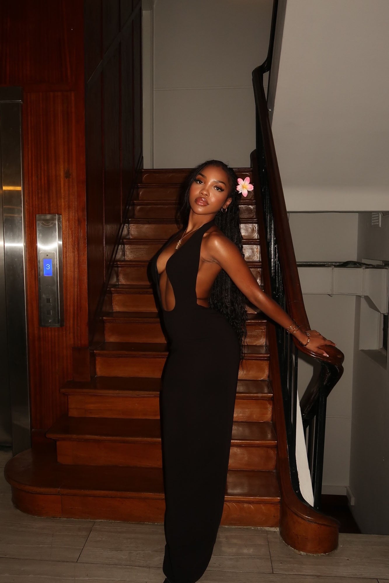 Isabella Plunge Maxi Dress - Black - Image 10