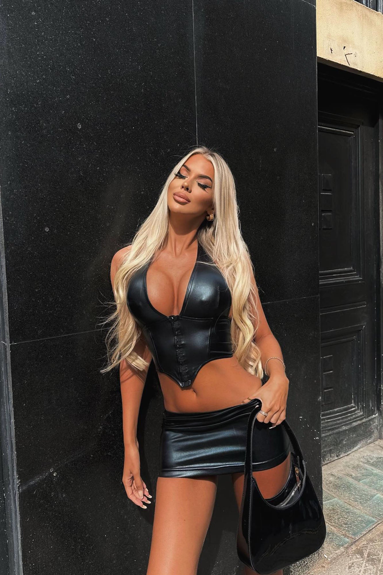 Maddie Micro Mini Skirt Set - Black - Image 6