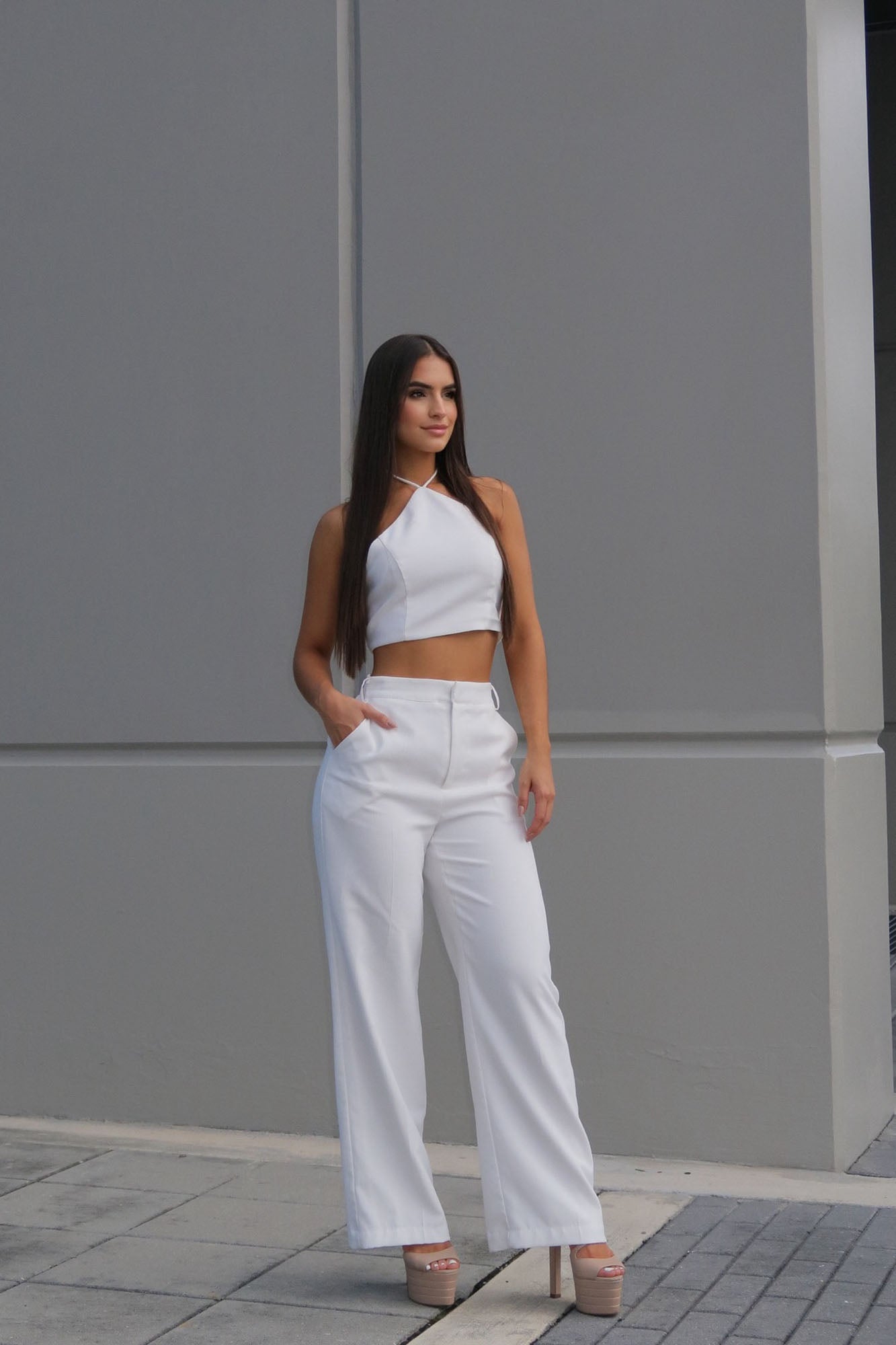 Sunset Views Linen Pant Set 33 - White - Image 7