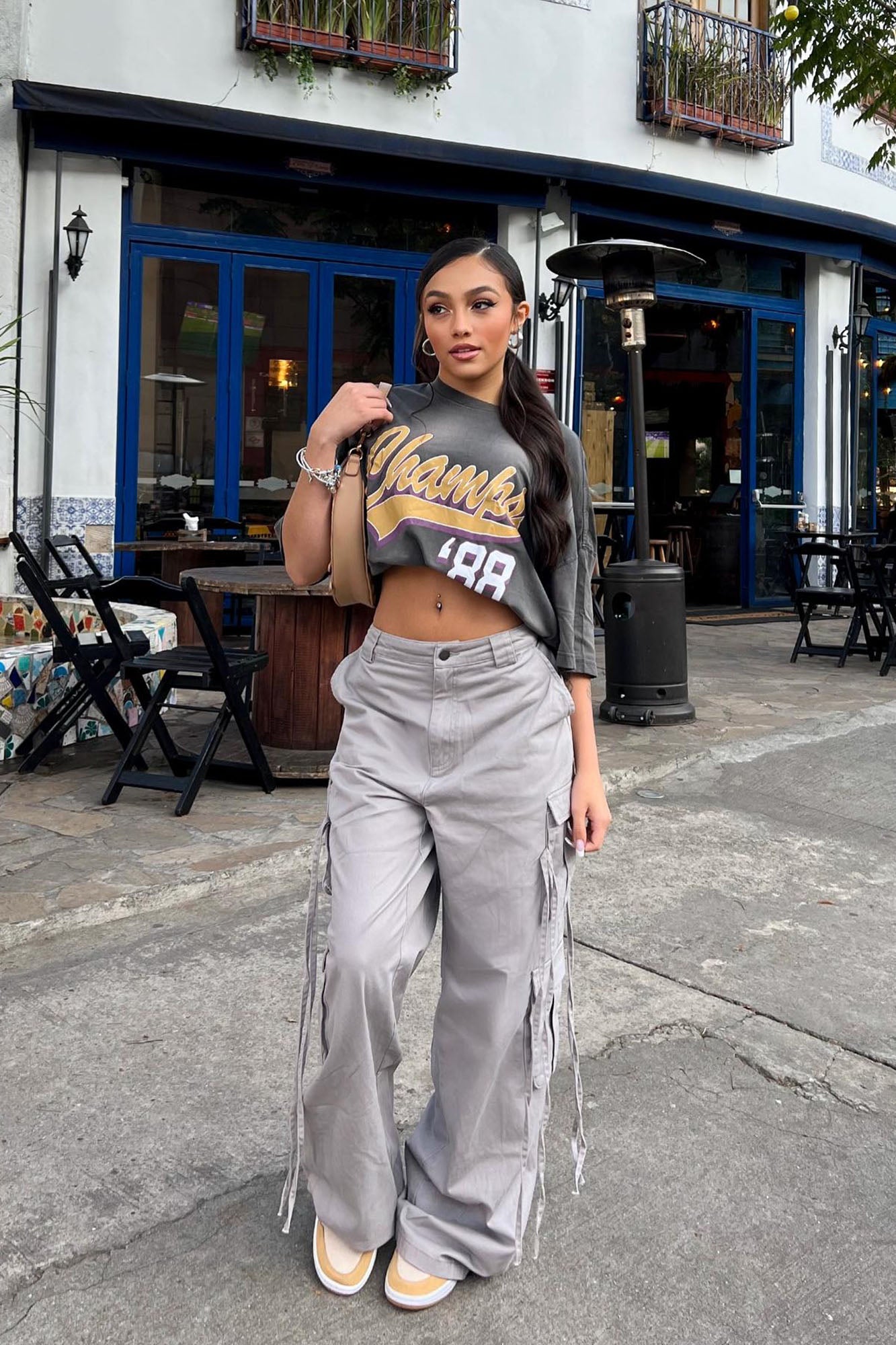 Golden Hour Wide Leg Cargo Pant - Grey - Image 4
