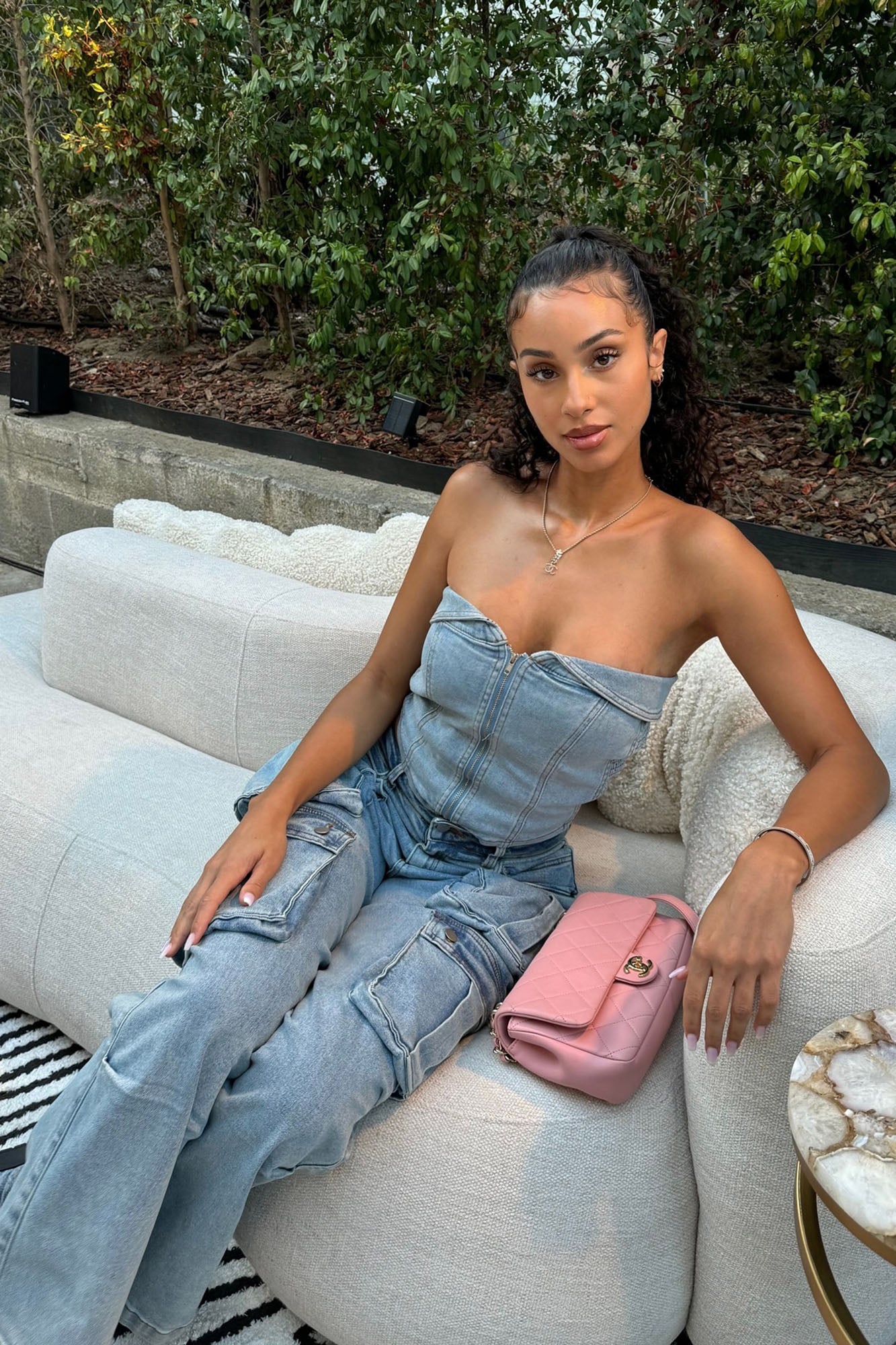 Ciara Denim Pant Set - Light Wash - Image 5