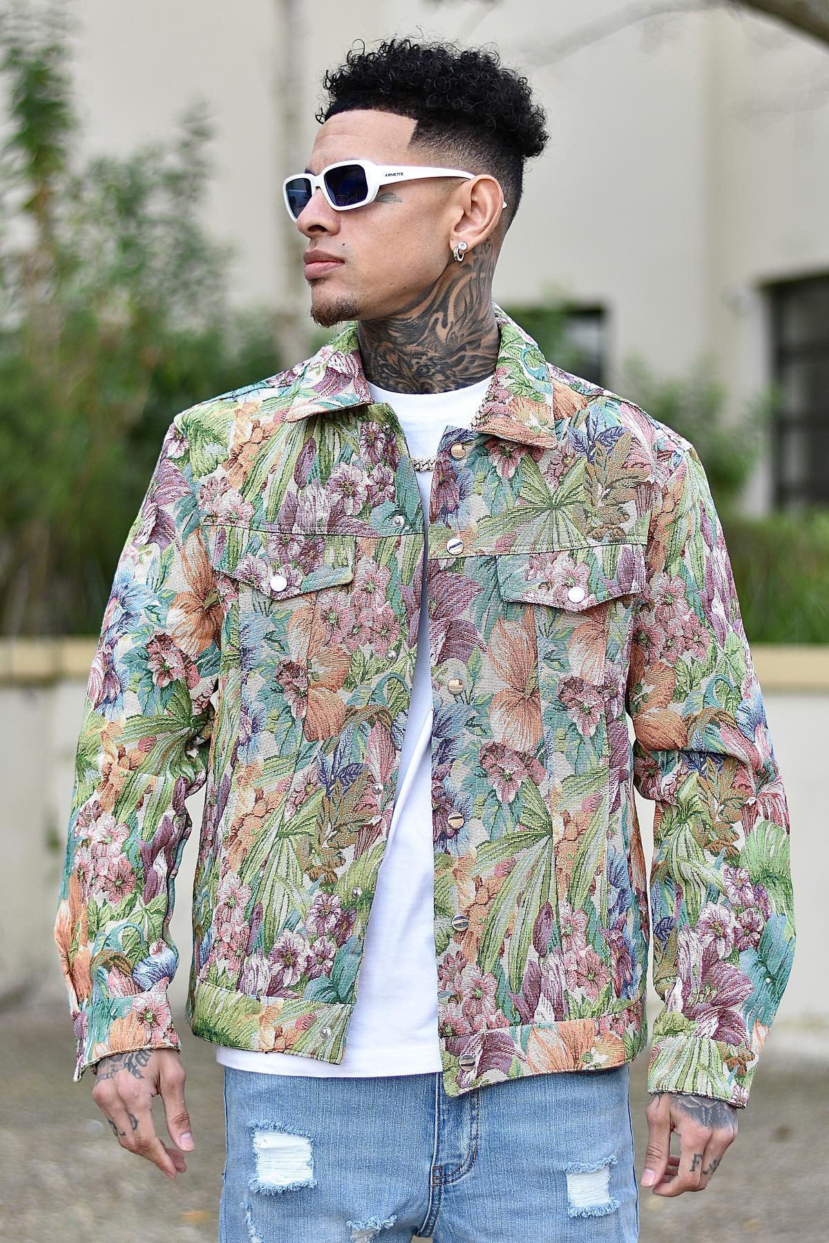 All You Need Is Tapestry Trucker Jacket - Green/combo - Image 4