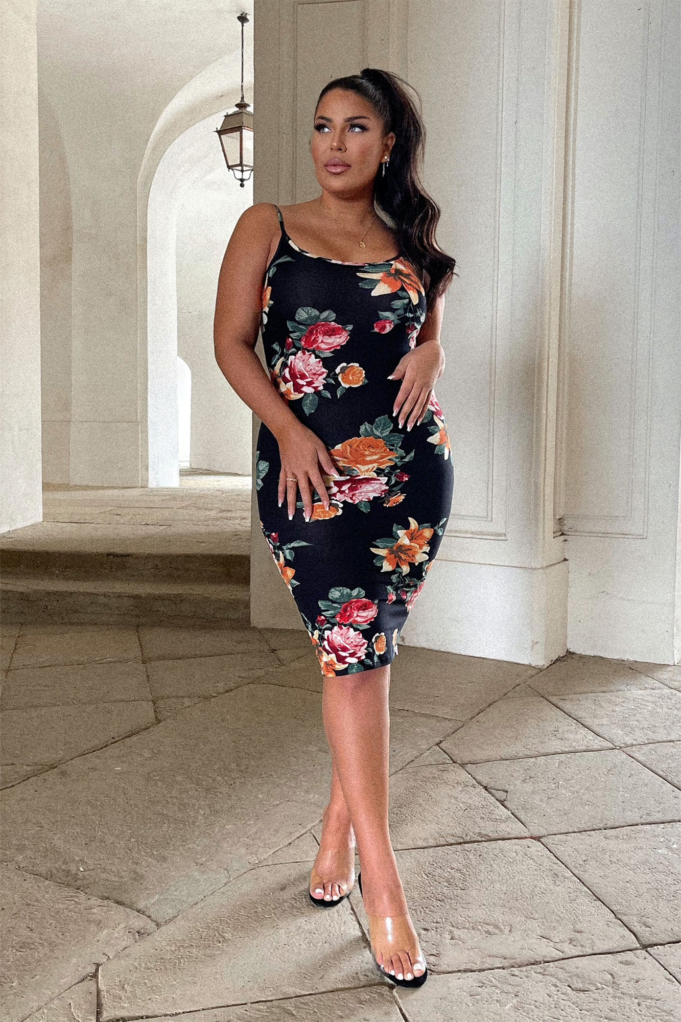Body Moves Midi Dress - Black Floral - Image 8
