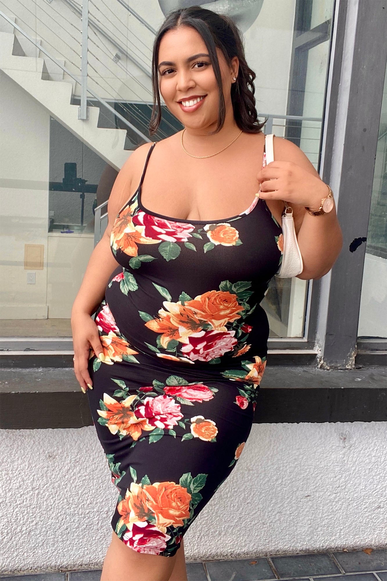 Body Moves Midi Dress - Black Floral - Image 12