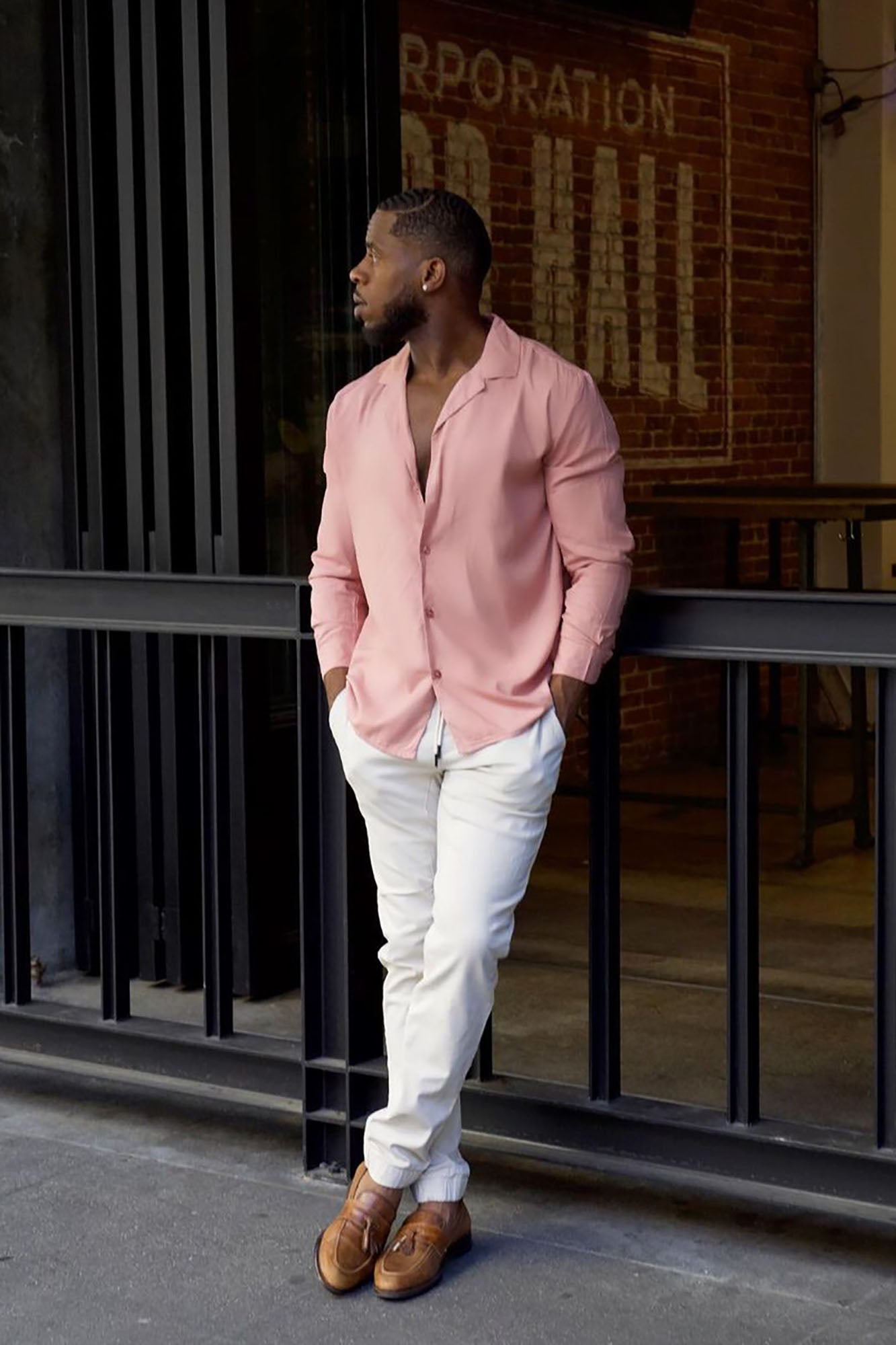 Dawson Relaxed Long Sleeve Button Up Shirt - Mauve - Image 6