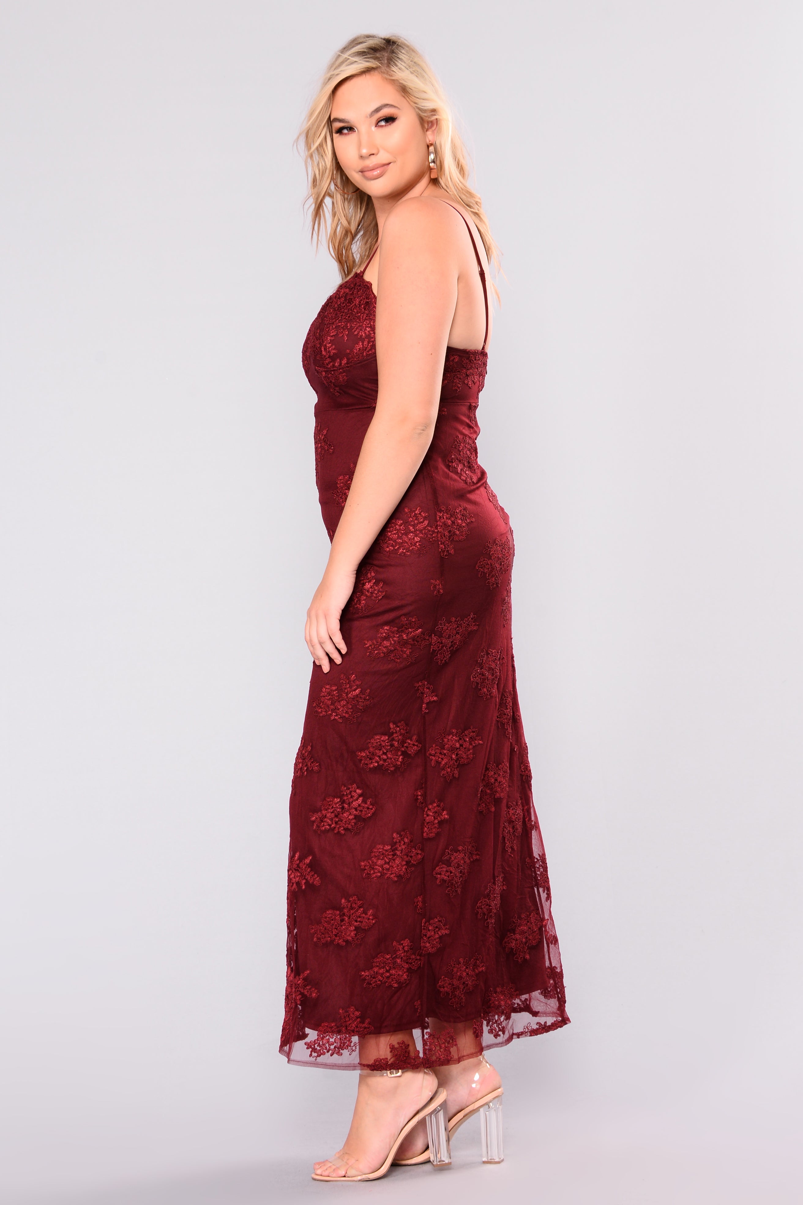 A Night In Tokyo Lace Dress - Burgundy - Image 9