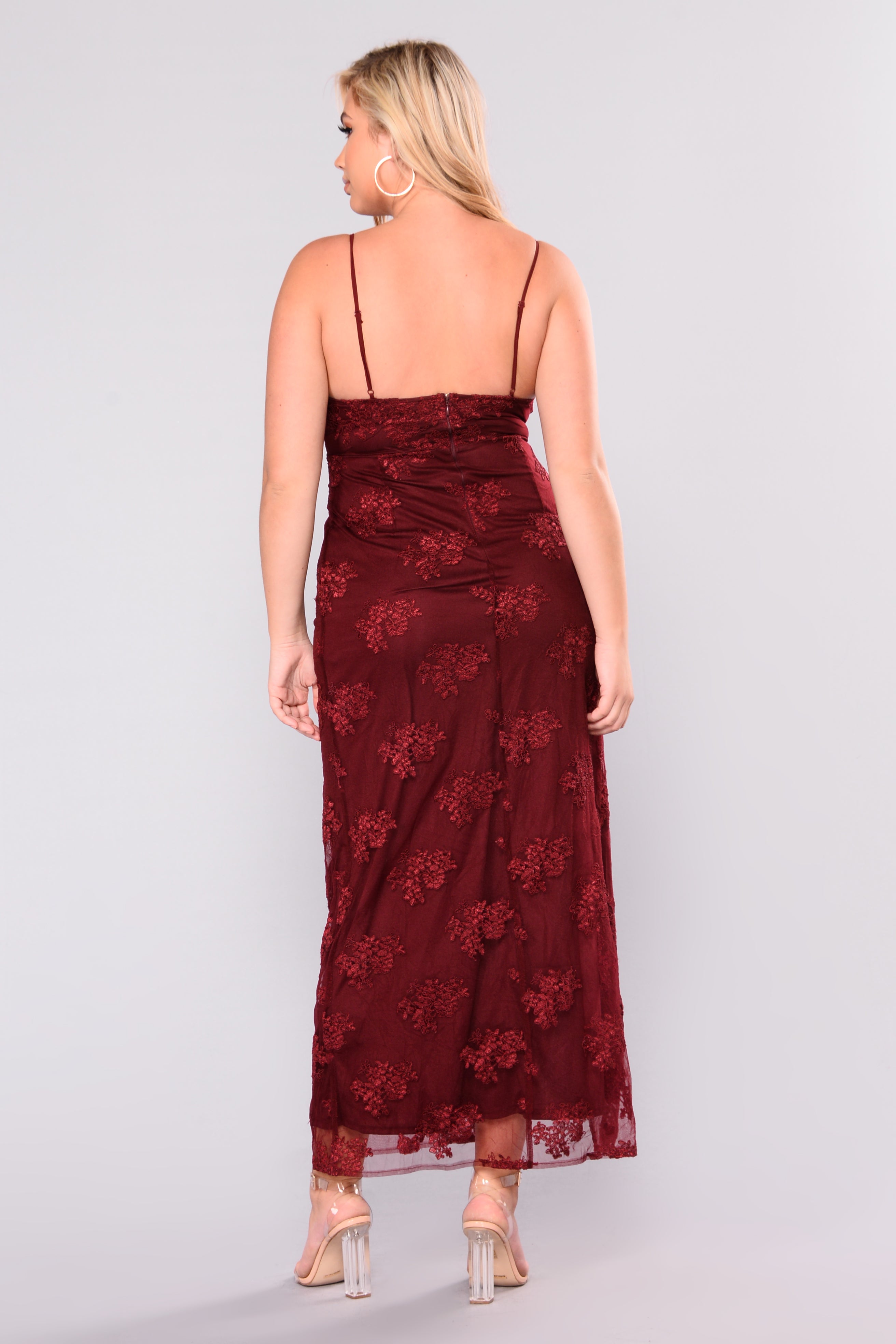 A Night In Tokyo Lace Dress - Burgundy - Image 10
