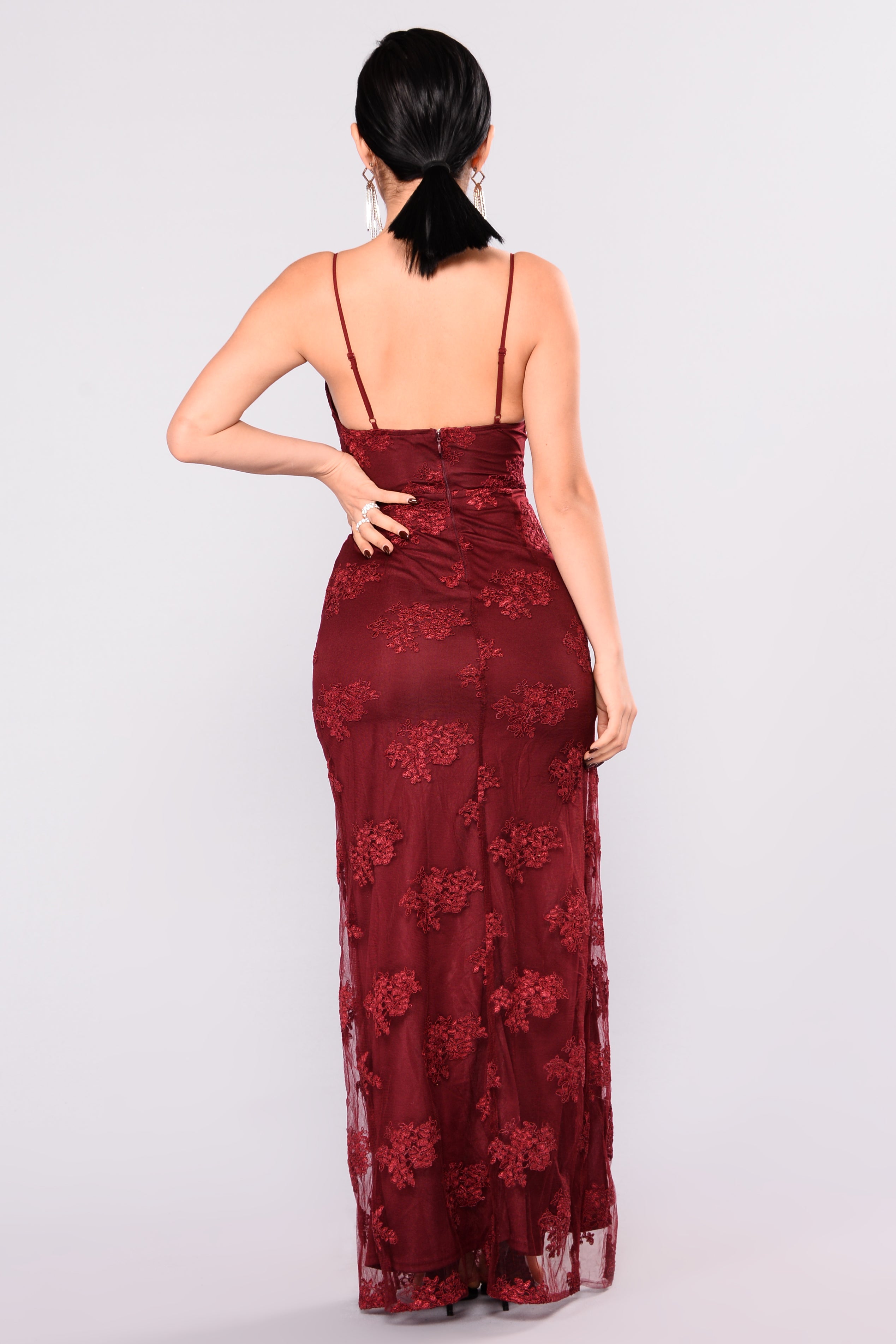 A Night In Tokyo Lace Dress - Burgundy - Image 5