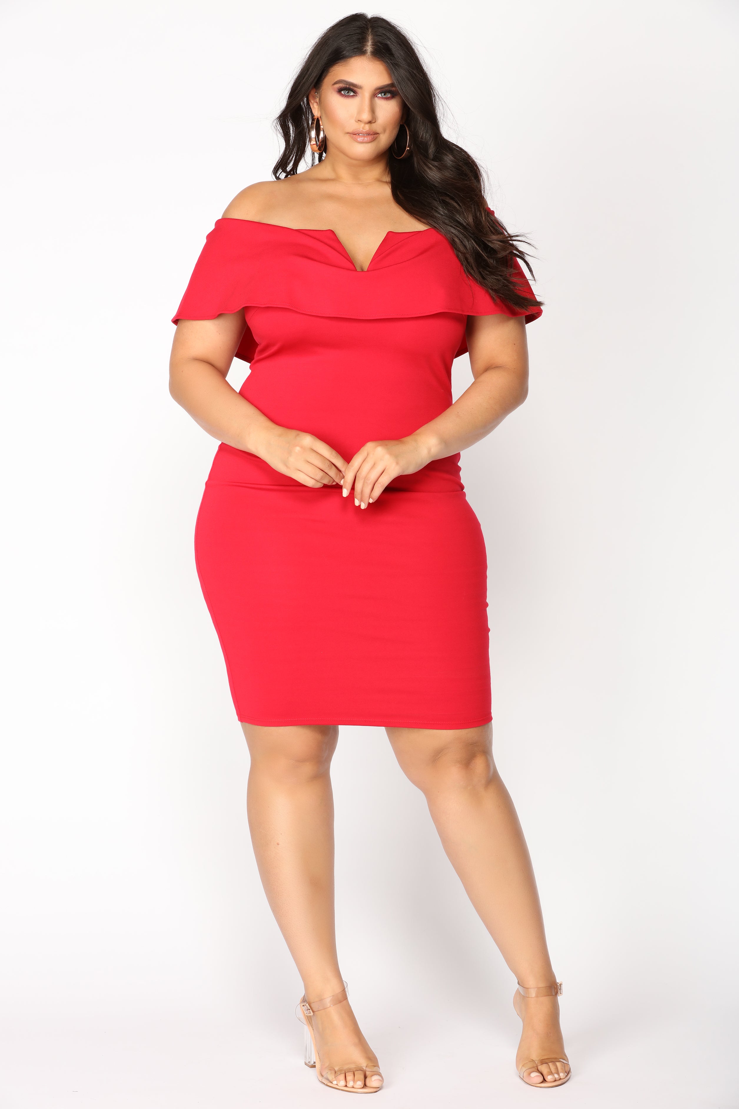 Lyla Off Shoulder Dress - Red - Image 7